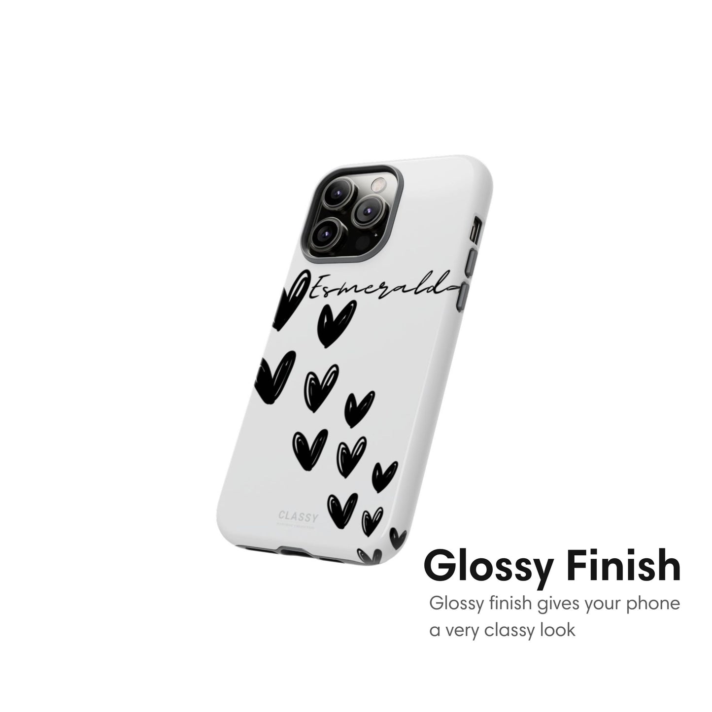 Custom Hearts Couple Tough Case - White glossy