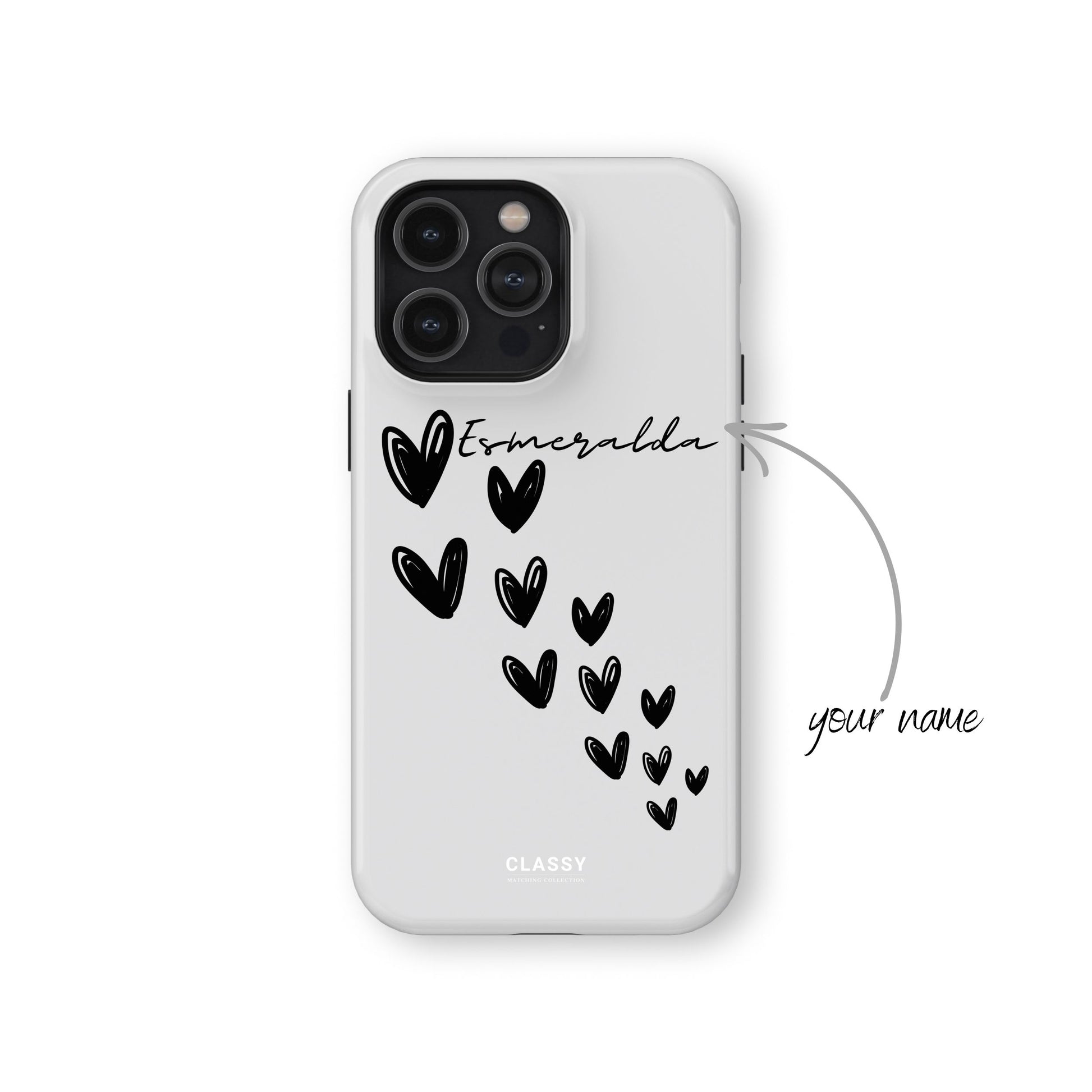 Custom Hearts Couple Tough Case - White name
