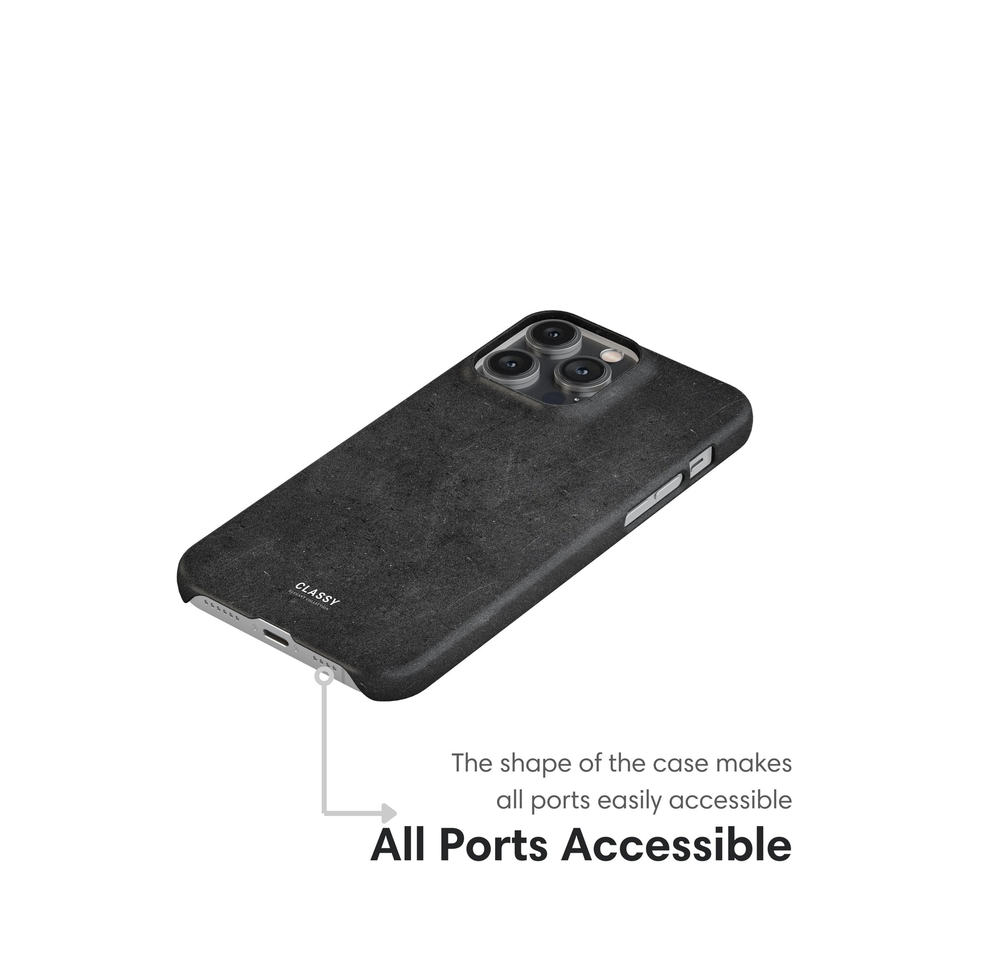 Dark Gray Elegant Snap Case ports
