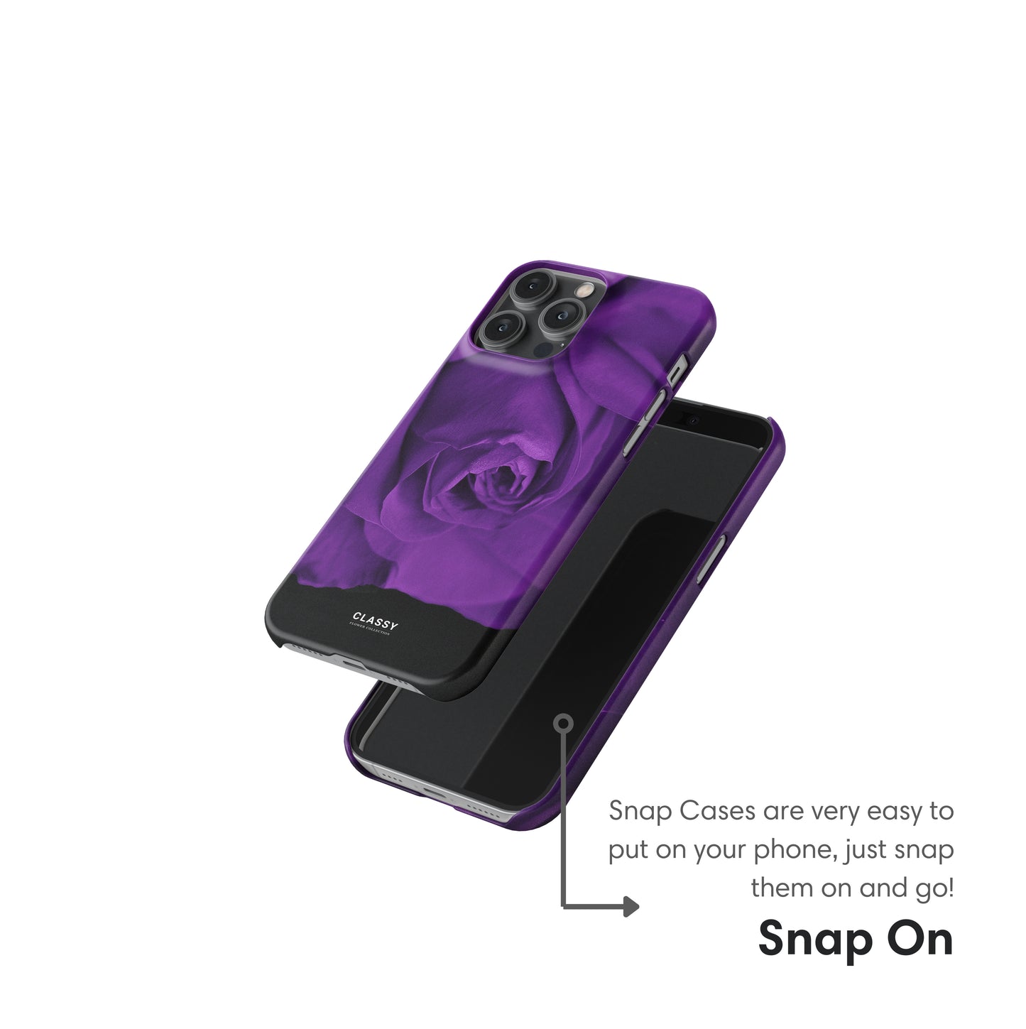 Dark Purple Flowers Snap Case snap on