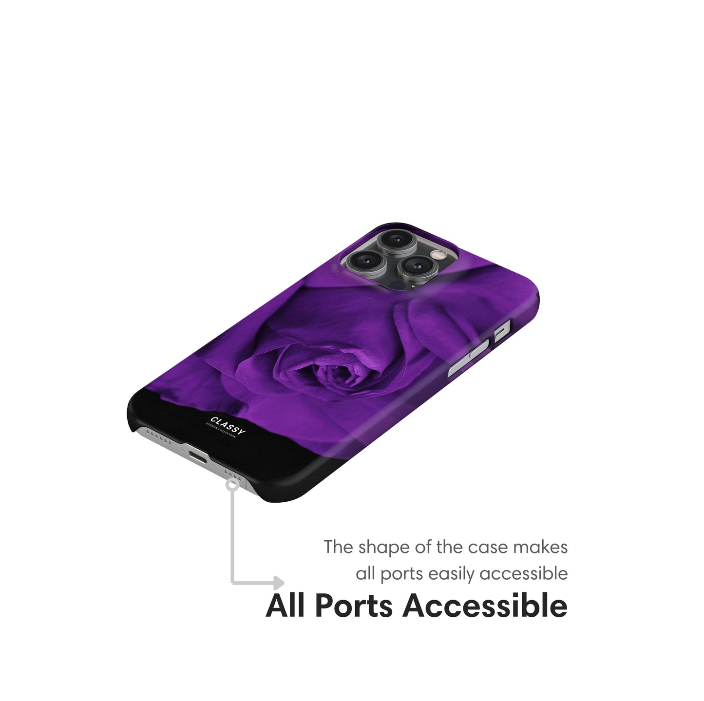 Dark Purple Flowers Snap Case ports