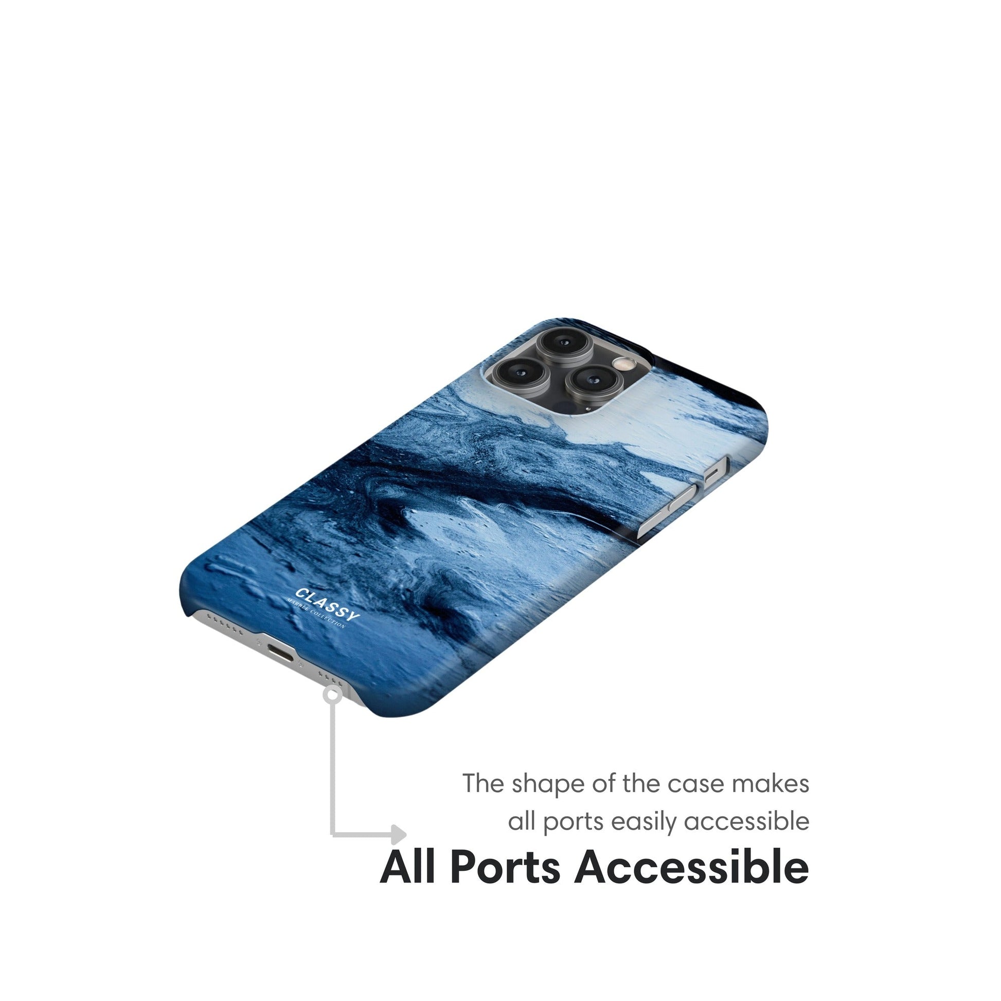 Diverse Blues Marble Snap Case ports