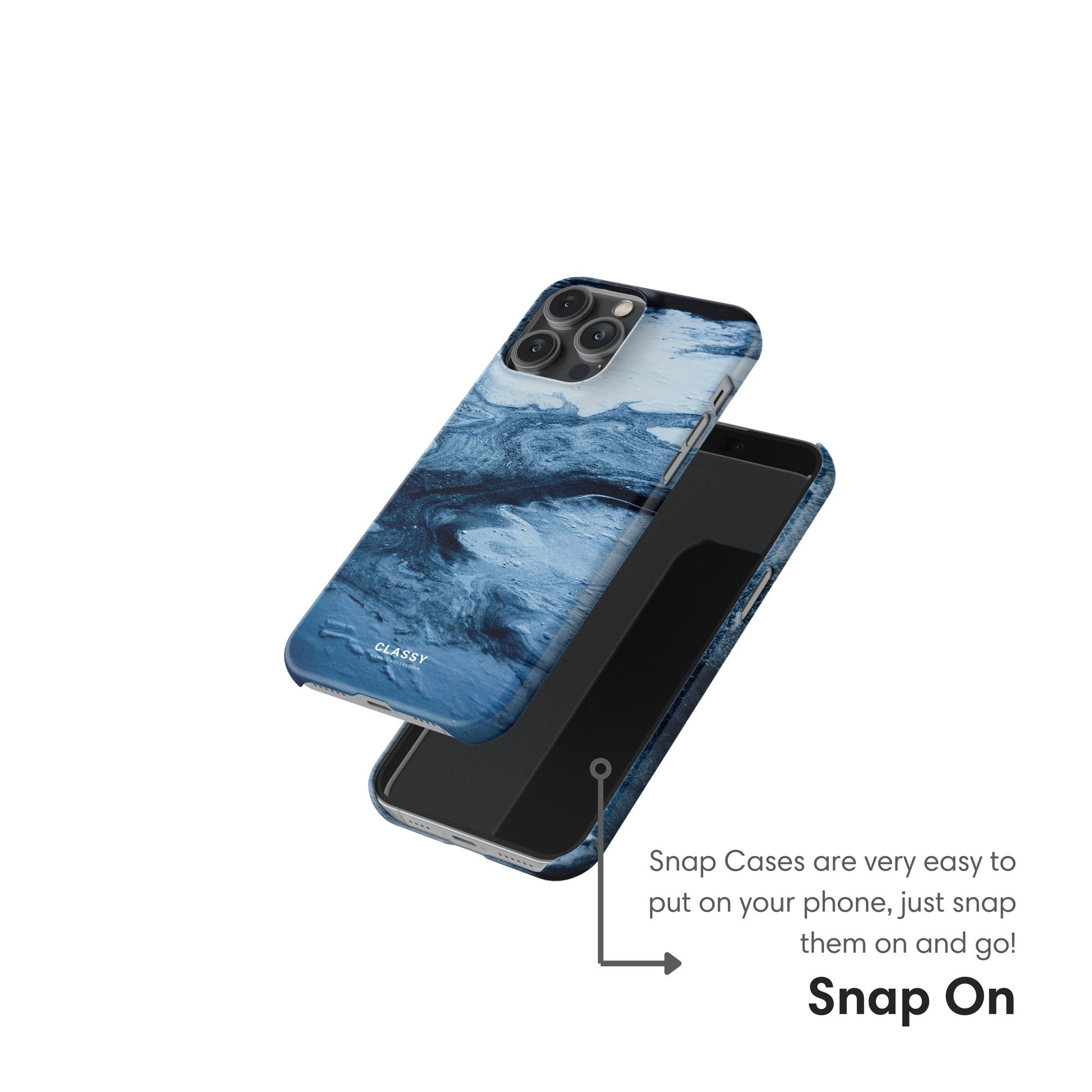 Diverse Blues Marble Snap Case snap on