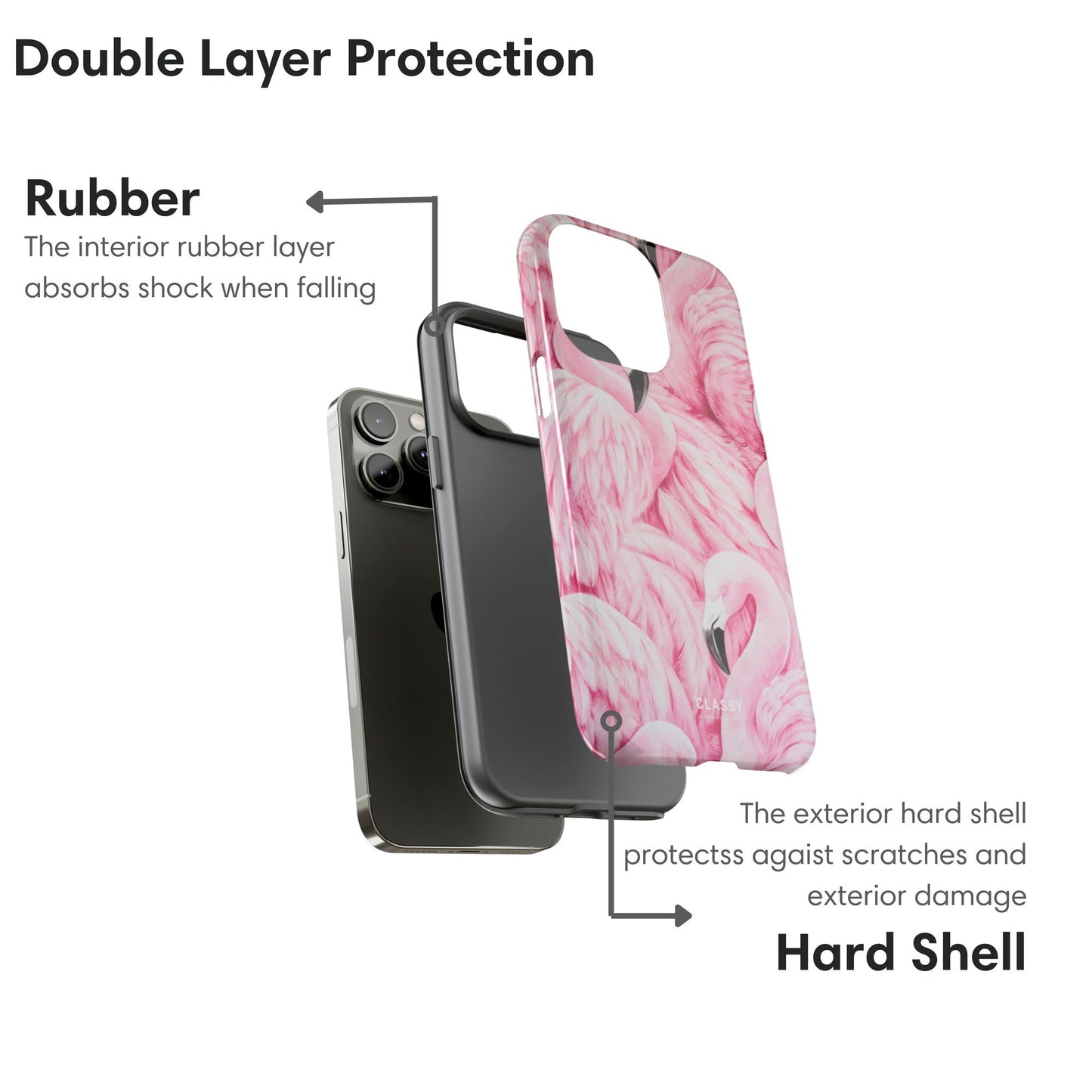 Full Out Flamingo Tough Case layers