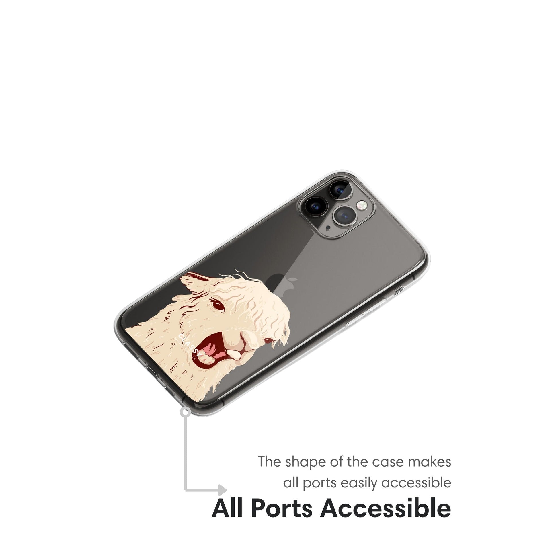 Funny Llama Clear Case ports