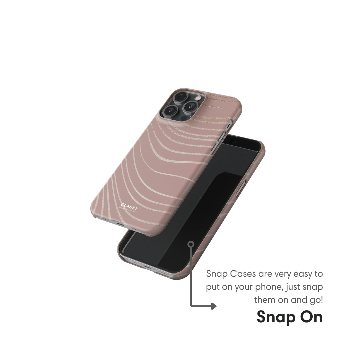 Gold Lines Dusty Rose Snap Case snap on