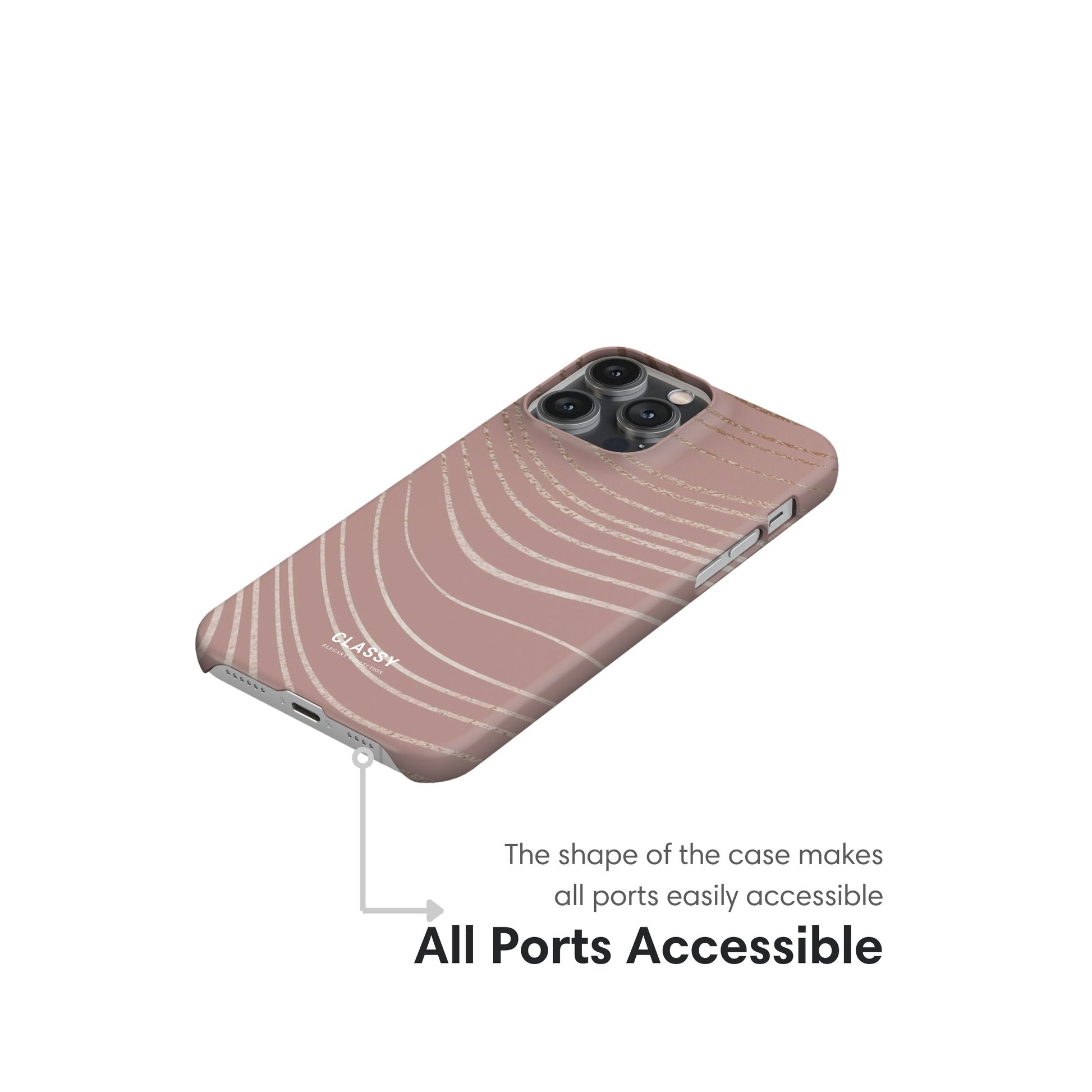 Gold Lines Dusty Rose Snap Case ports