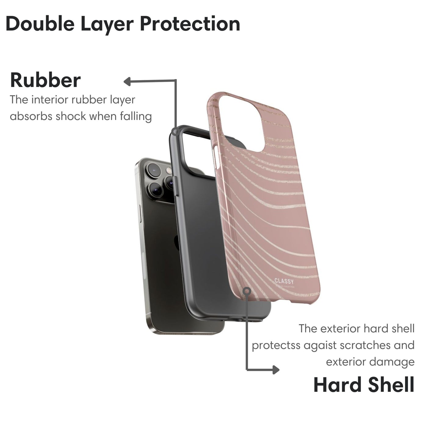 Gold Lines Dusty Rose Tough Case layers