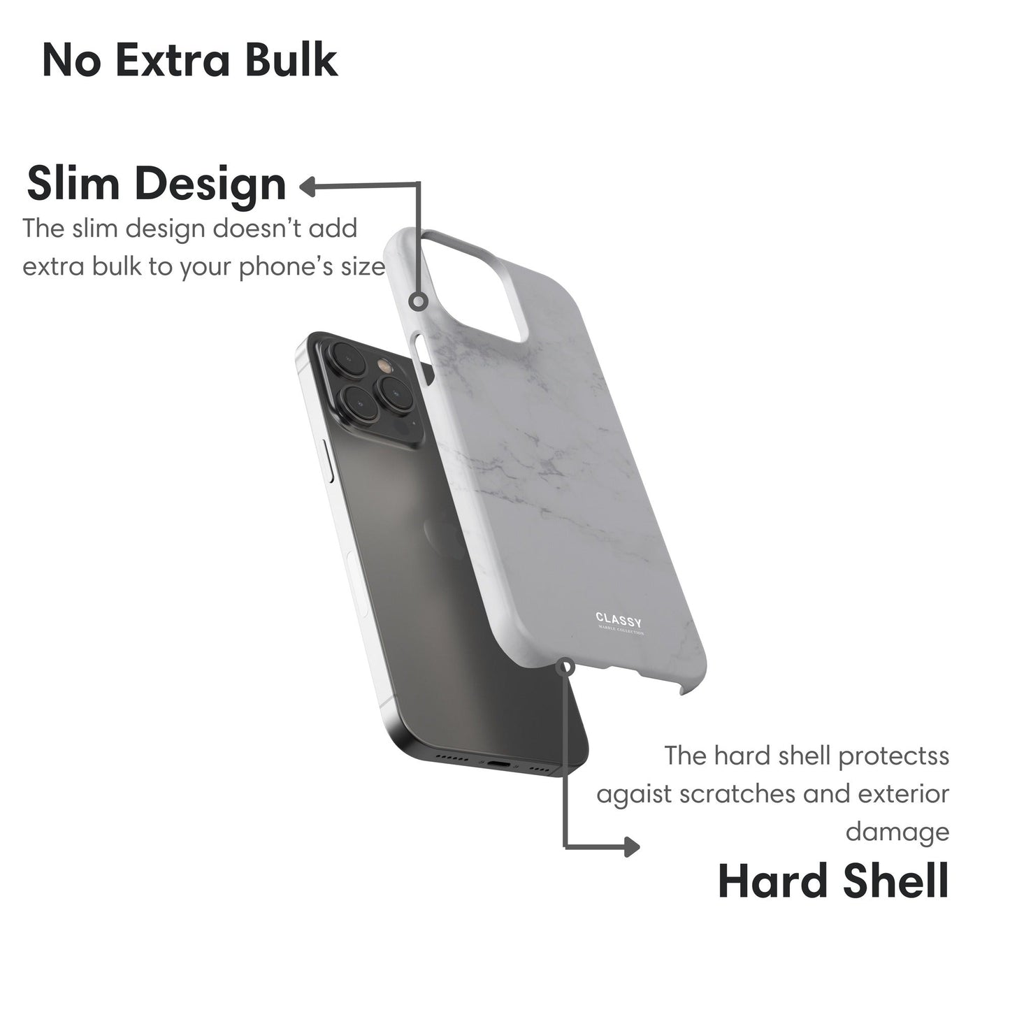 Gray Marble Snap Case layers
