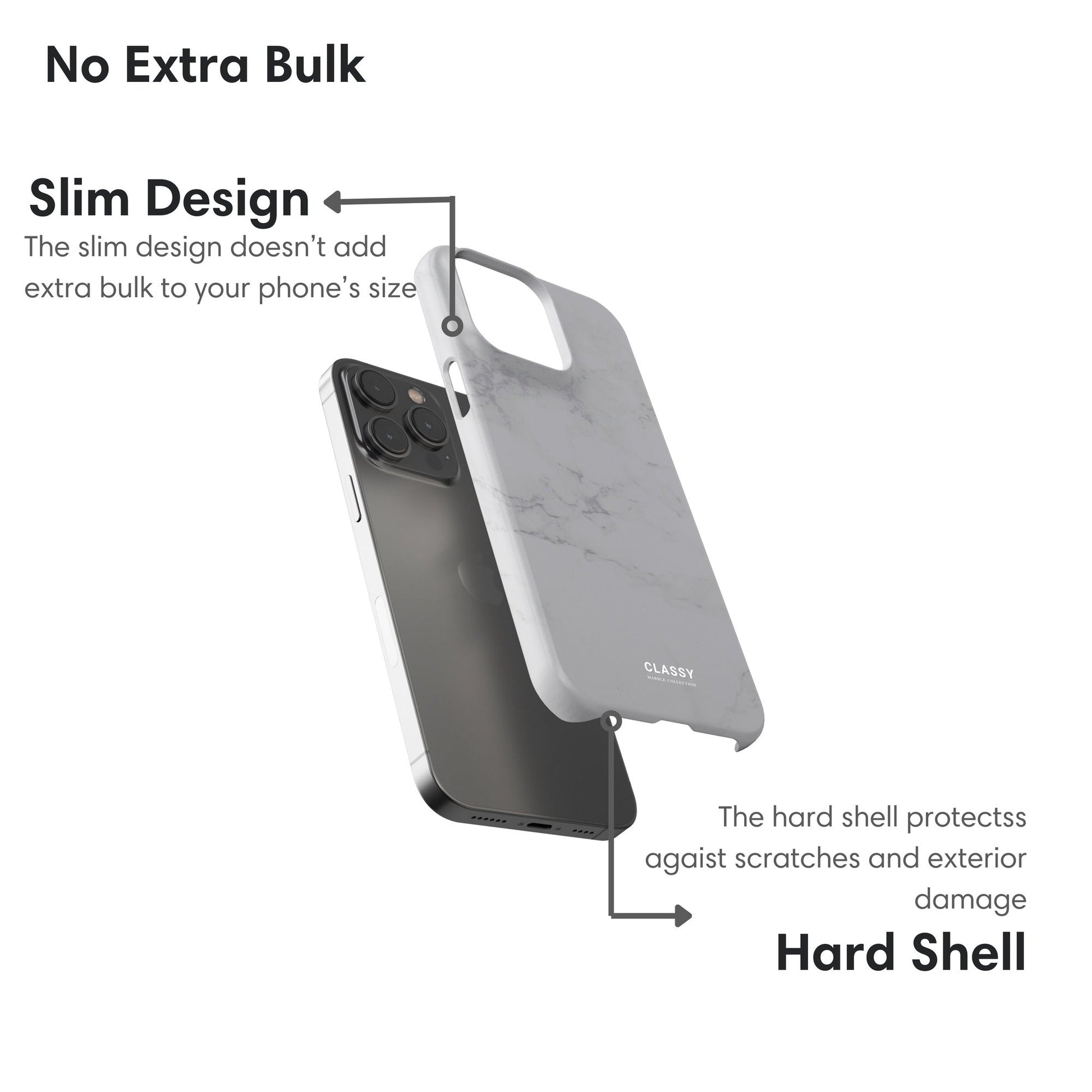 Gray Marble Snap Case layers