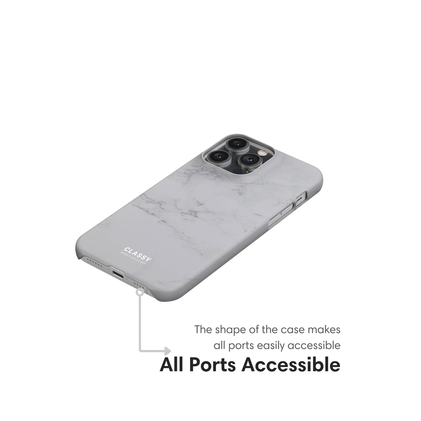 Gray Marble Snap Case ports