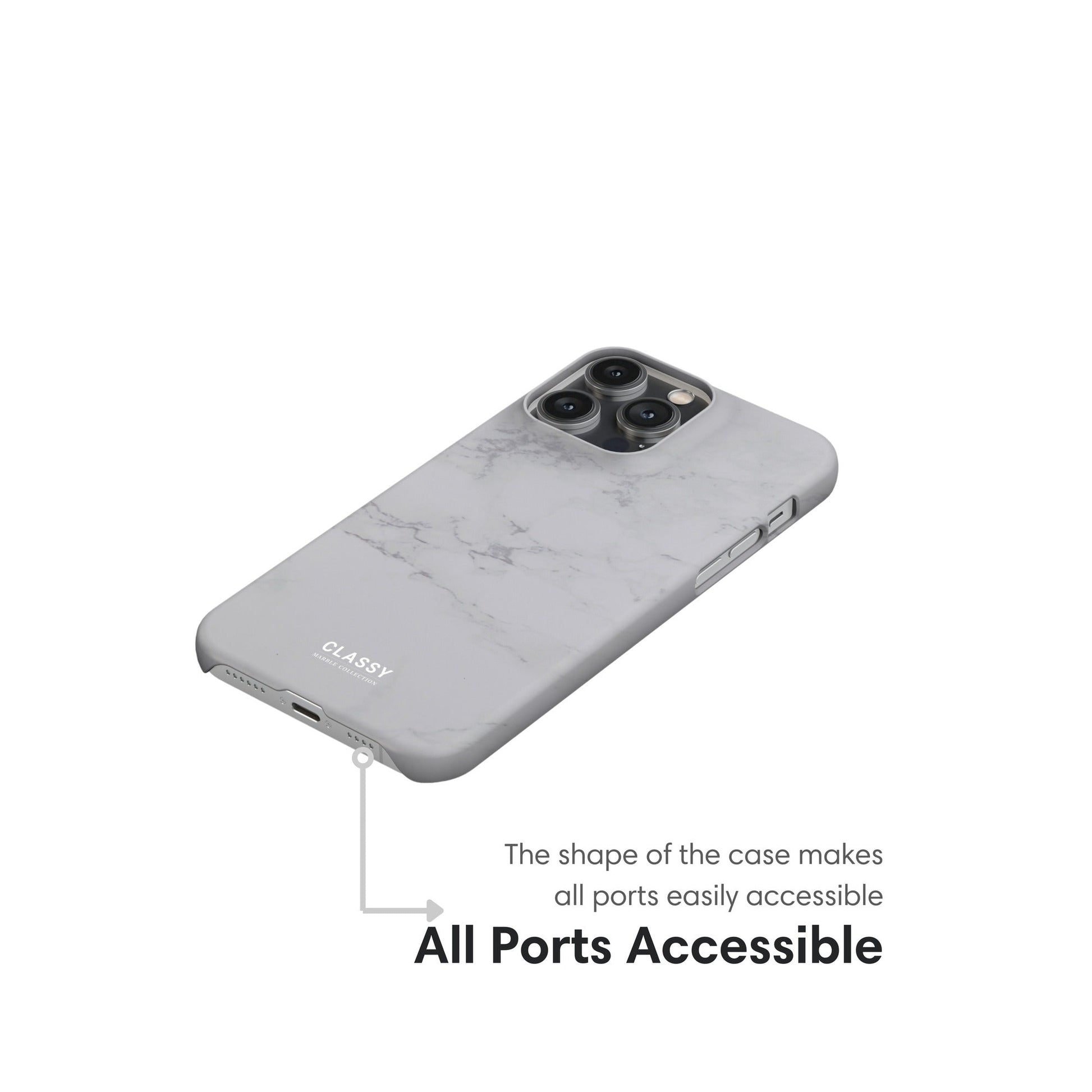Gray Marble Snap Case ports