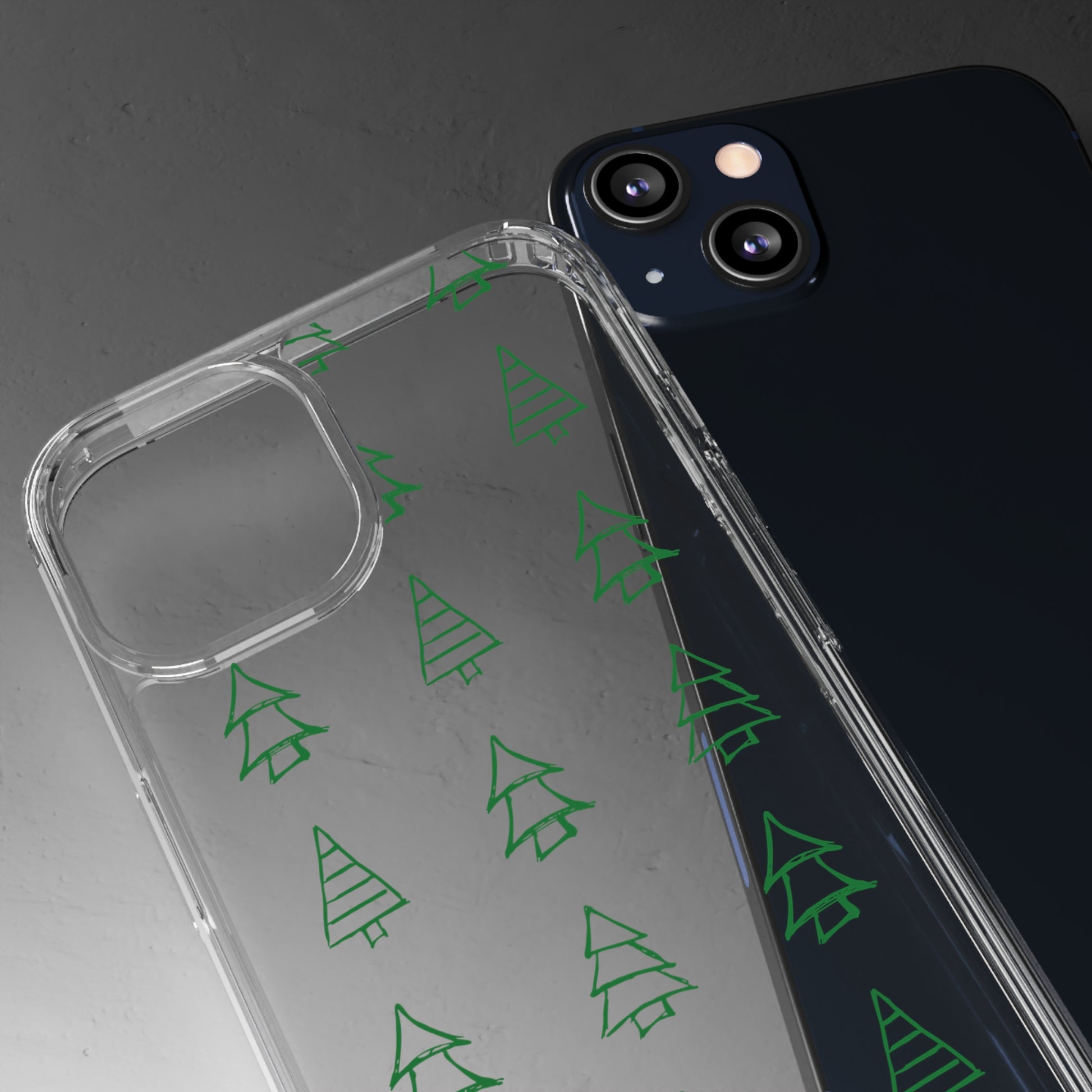 Green Christmas Trees Clear Case