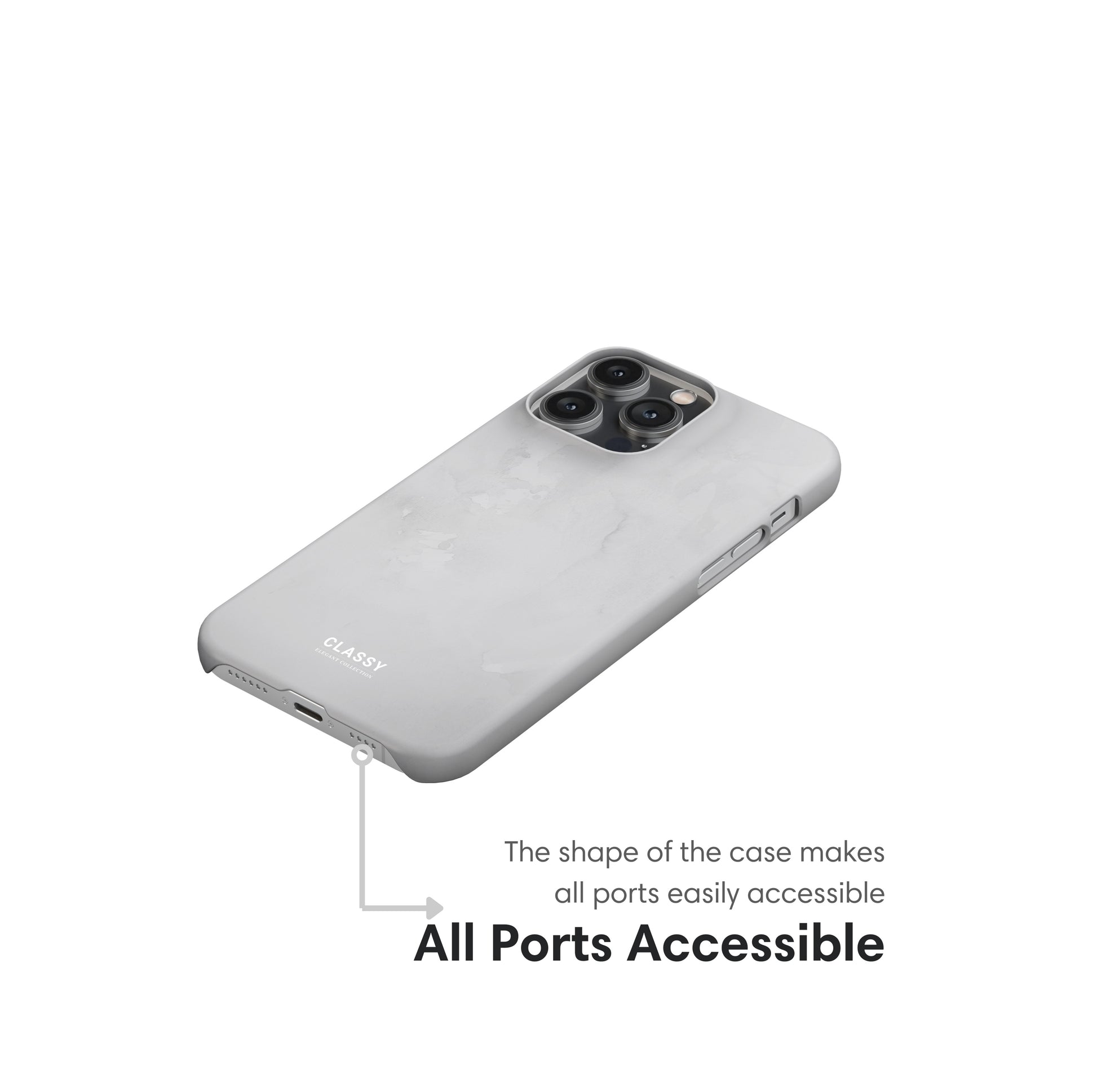 Light Gray Elegant Snap Case ports