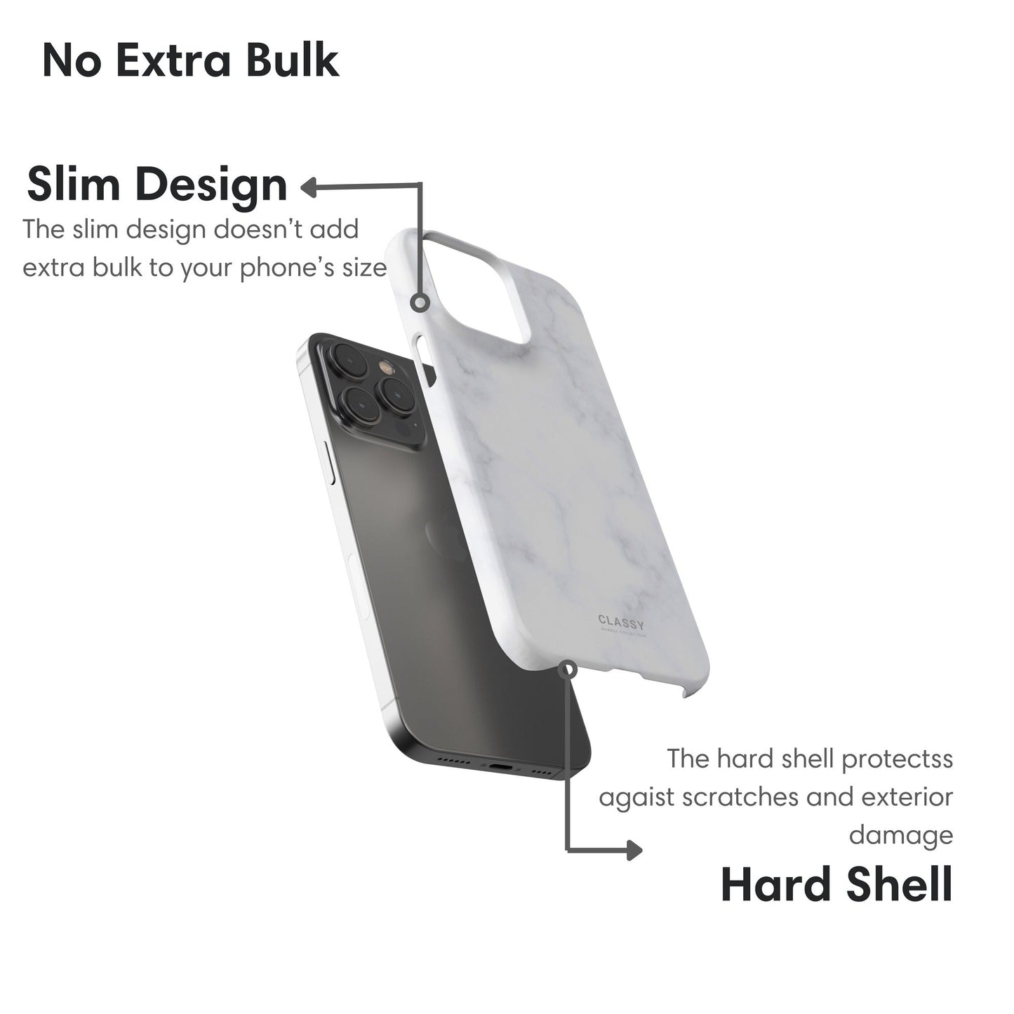Light White Marble Snap Case layers