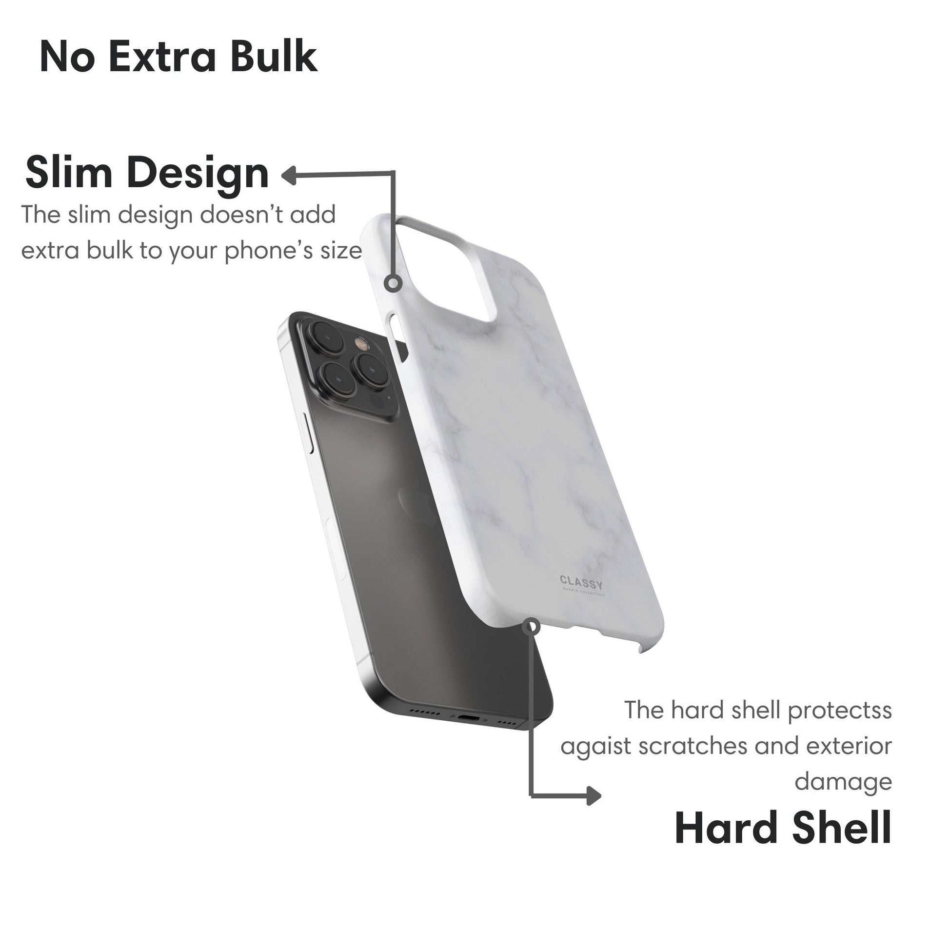 Light White Marble Snap Case layers