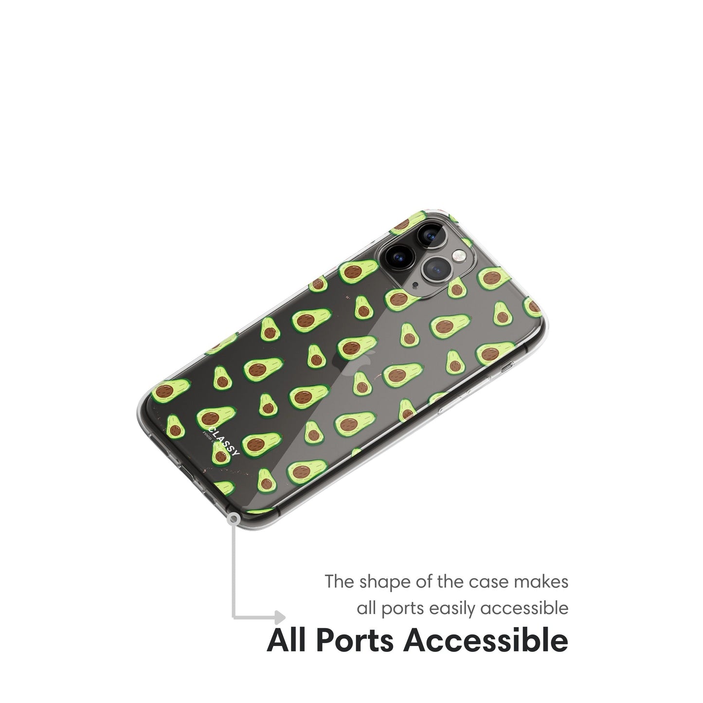 Little Avocados Clear Case ports