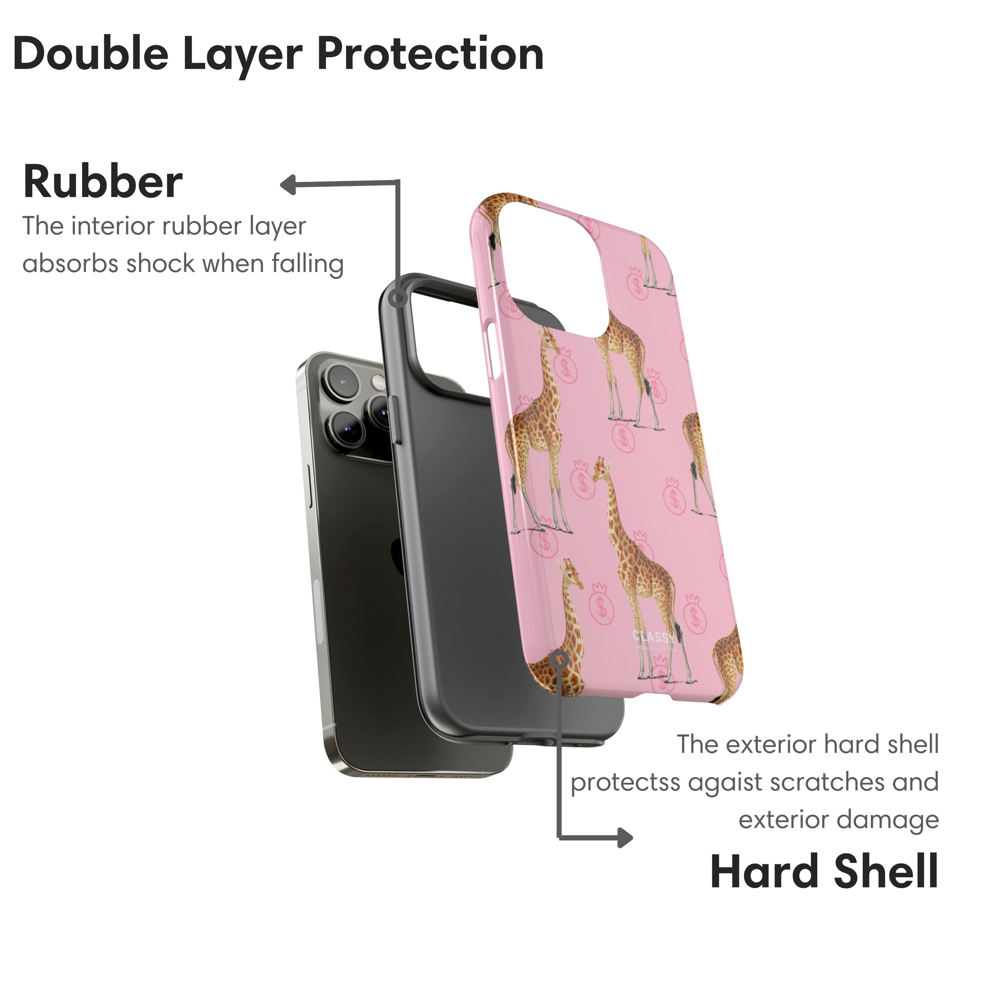 Little Giraffes Pink Tough Case layers