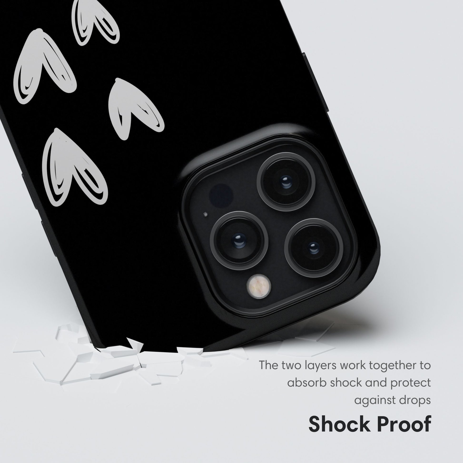 Little Hearts Couple Tough Case - Black shockproof