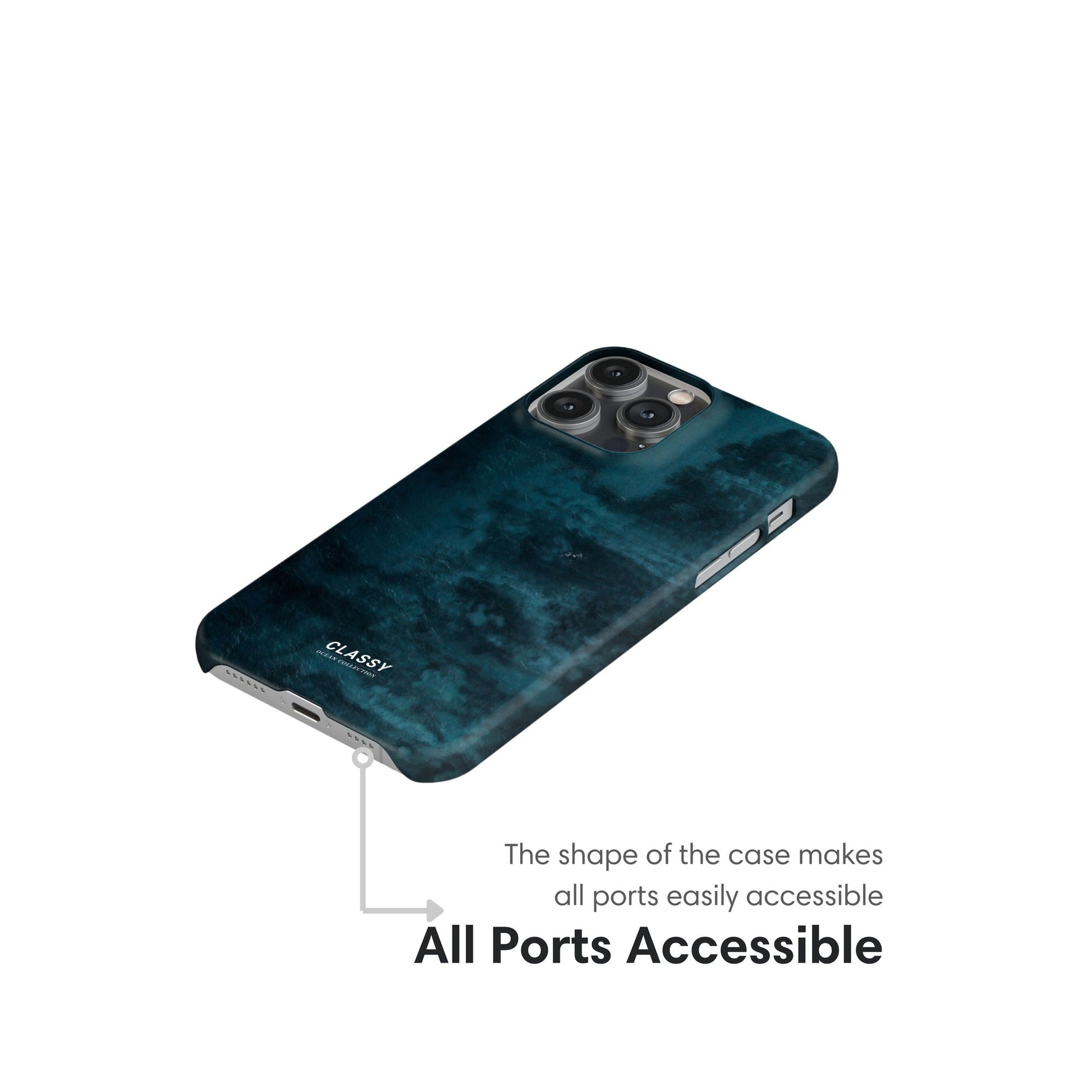 Navy Ocean Snap Case ports