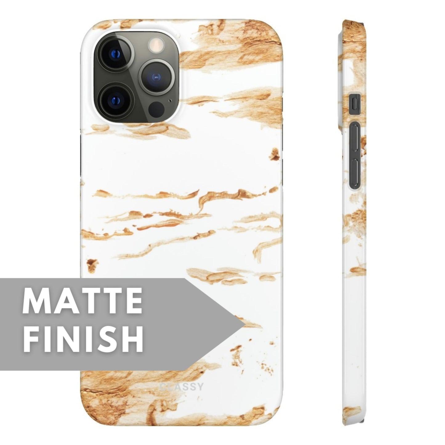 Gold and White Snap Case - Classy Cases - Phone Case - iPhone 12 Pro Max - Matte -