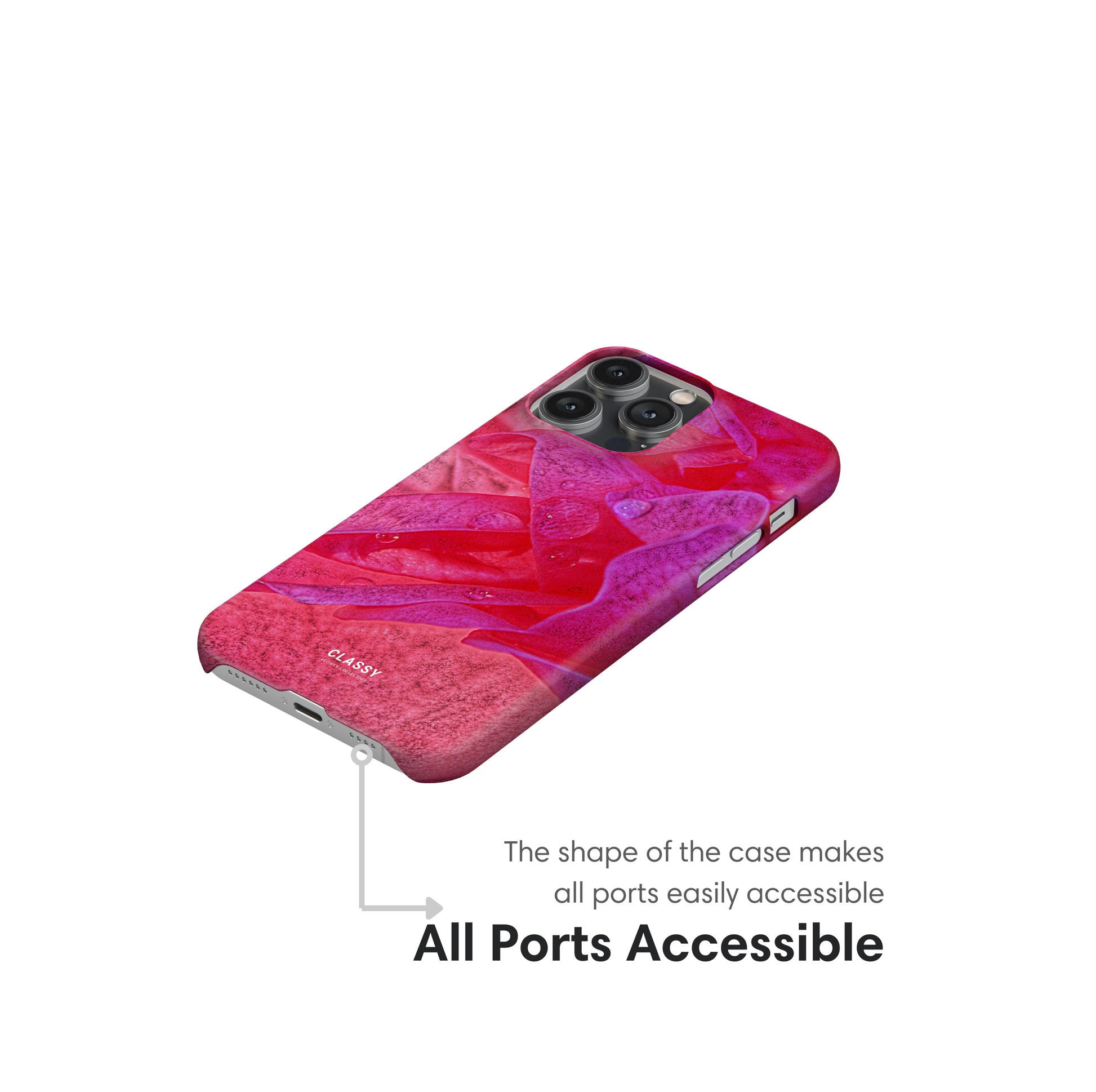 Pink Art Flower Snap Case ports