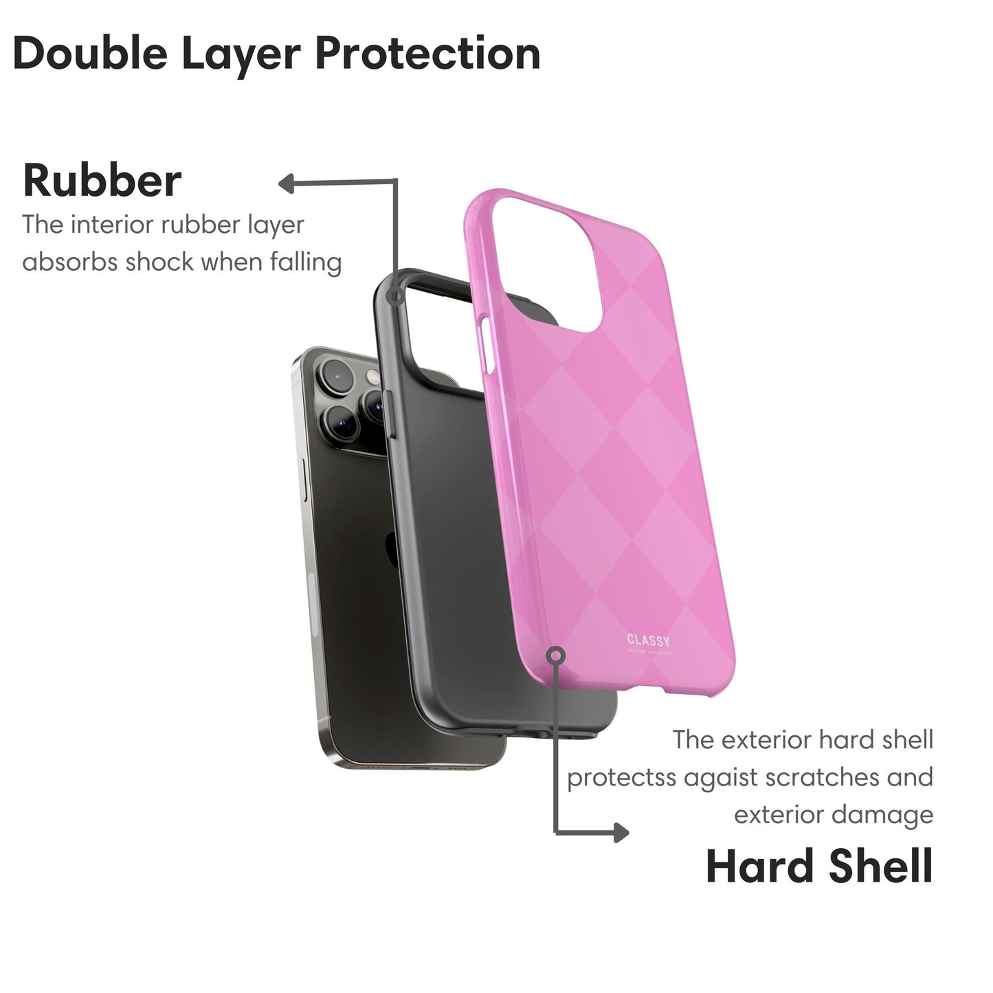 Pink Check Pattern Tough Case layers