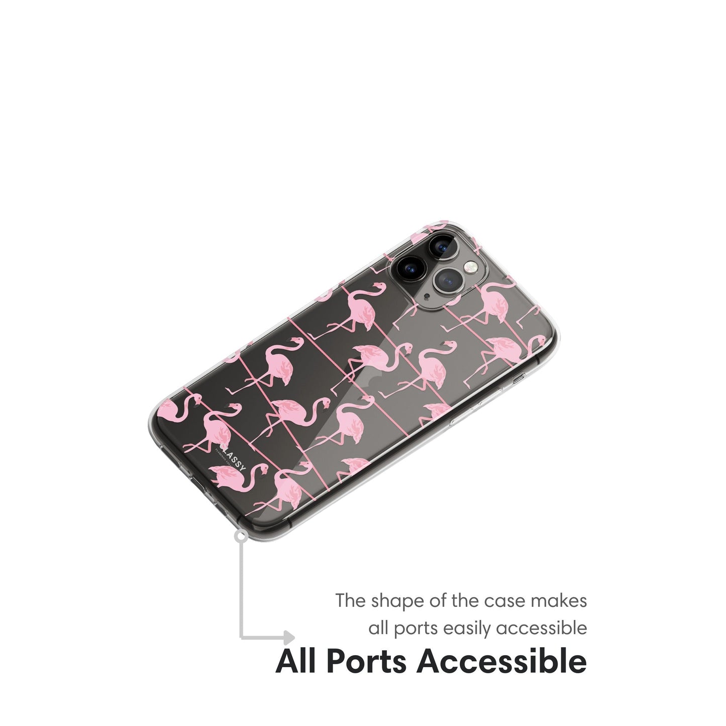 Pink Flamingo Clear Case ports