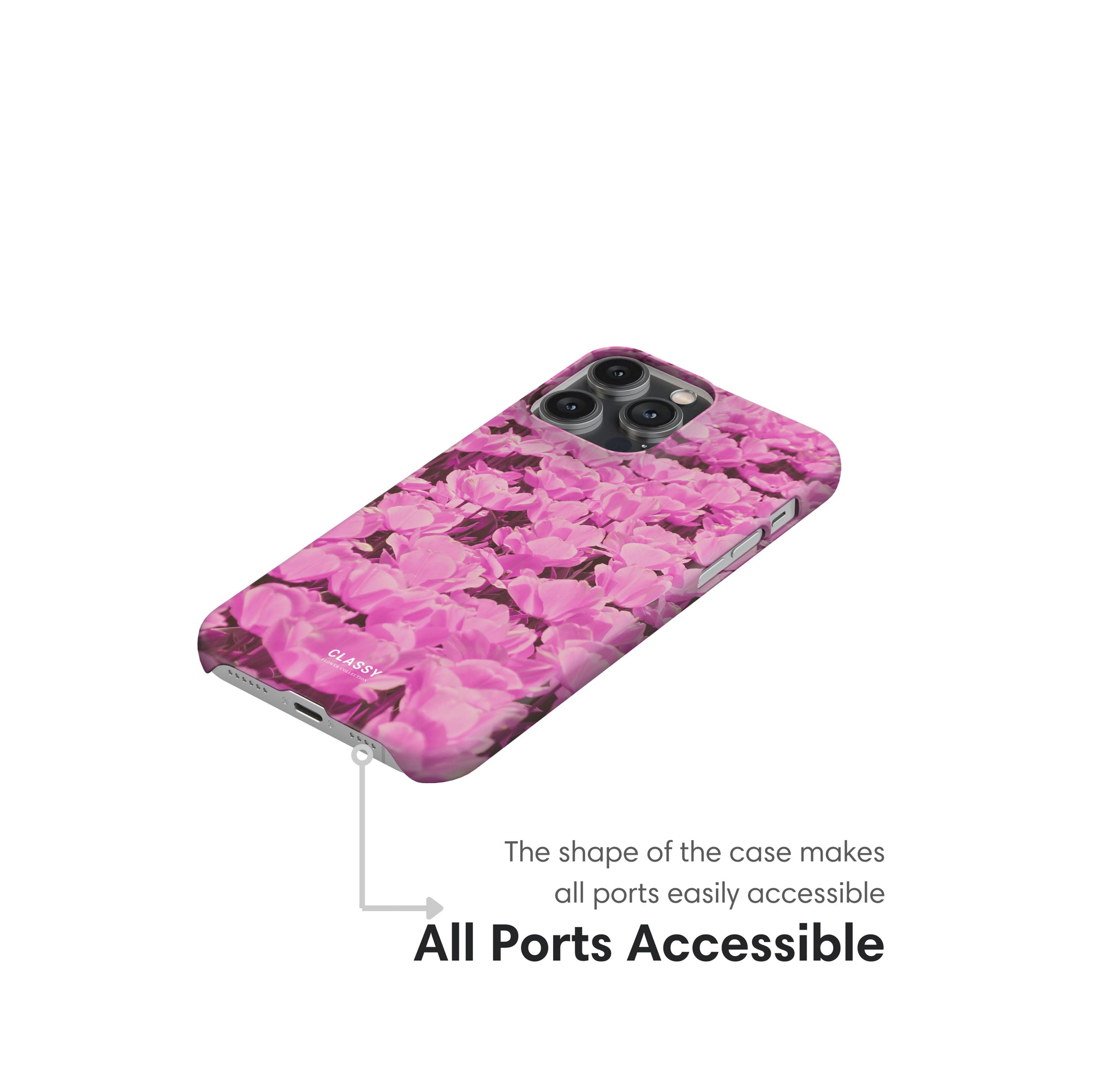 Pink Flower Painting Snap Case ports