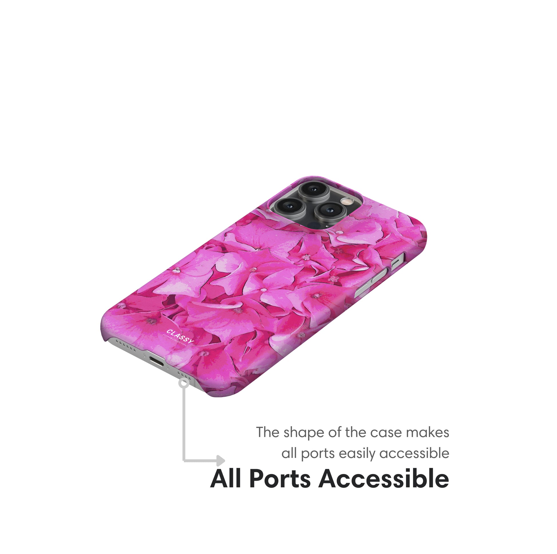Pink Flowers Snap Case ports