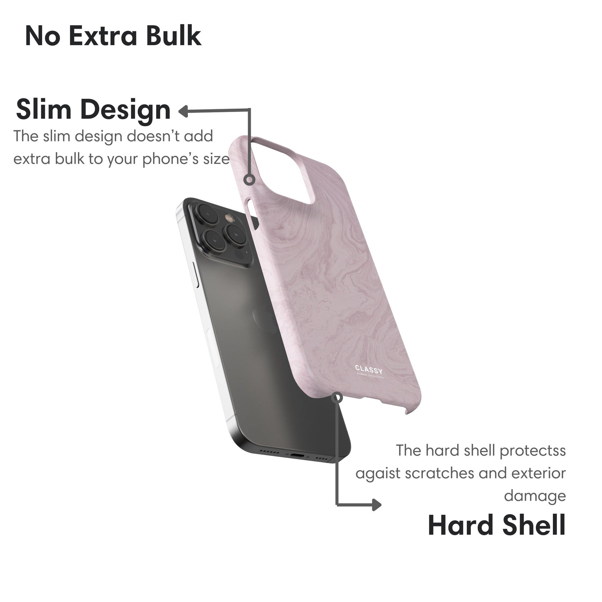 Pink Marble Snap Case layers