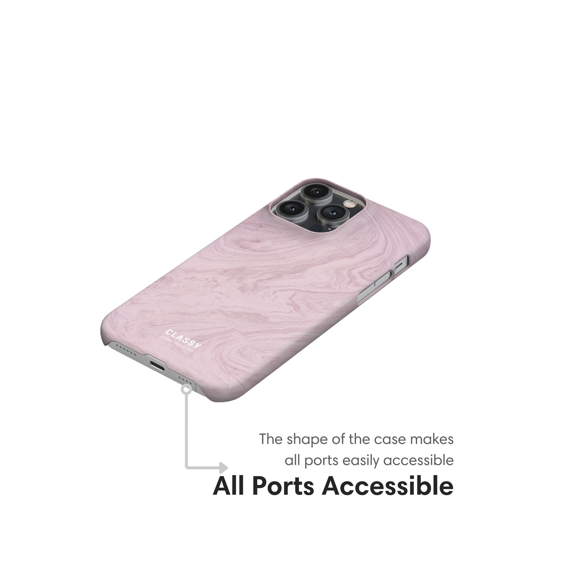 Pink Marble Snap Case ports