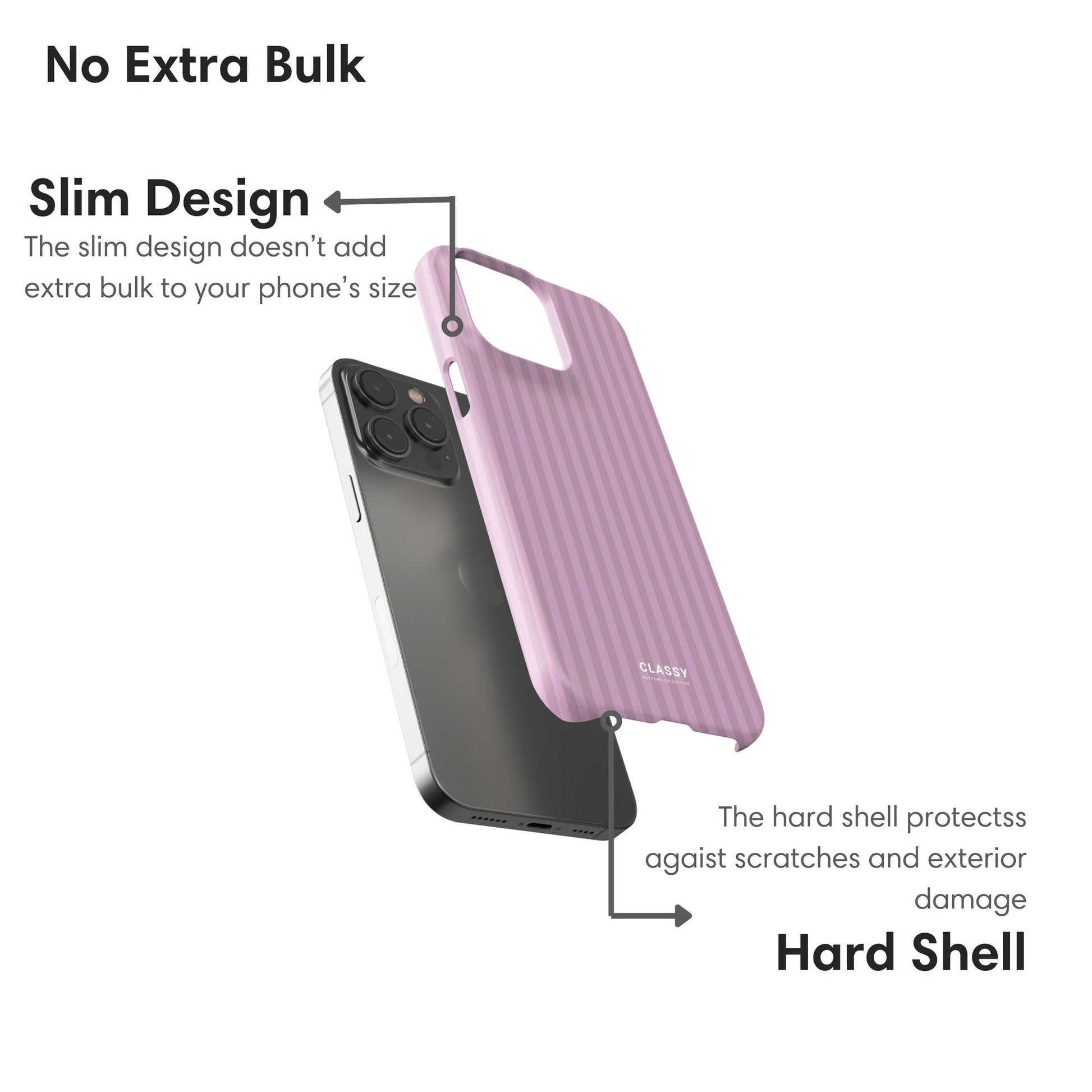 Pink Striped Snap Case layers