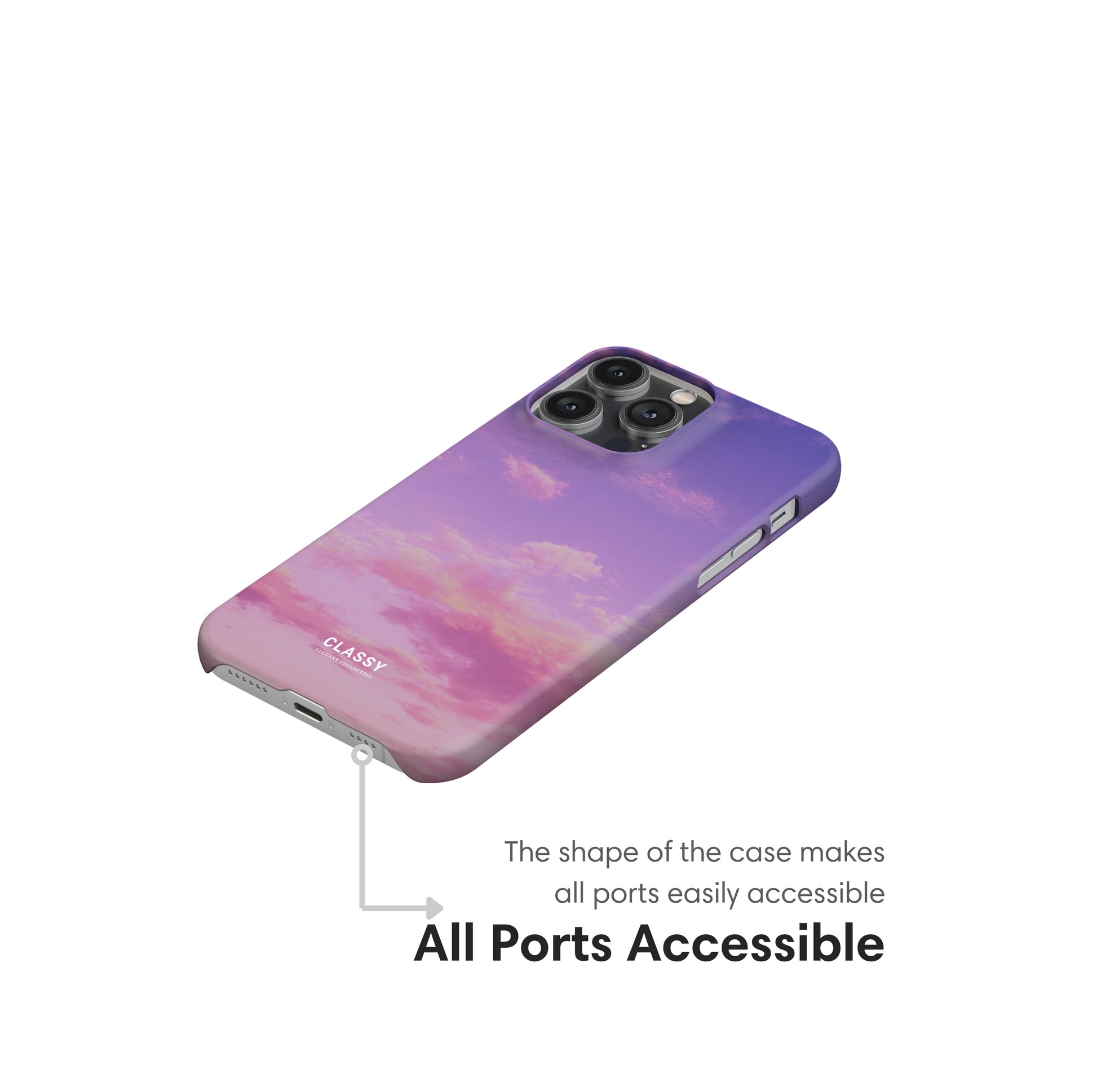 Pink Sunset Clouds Snap Case ports