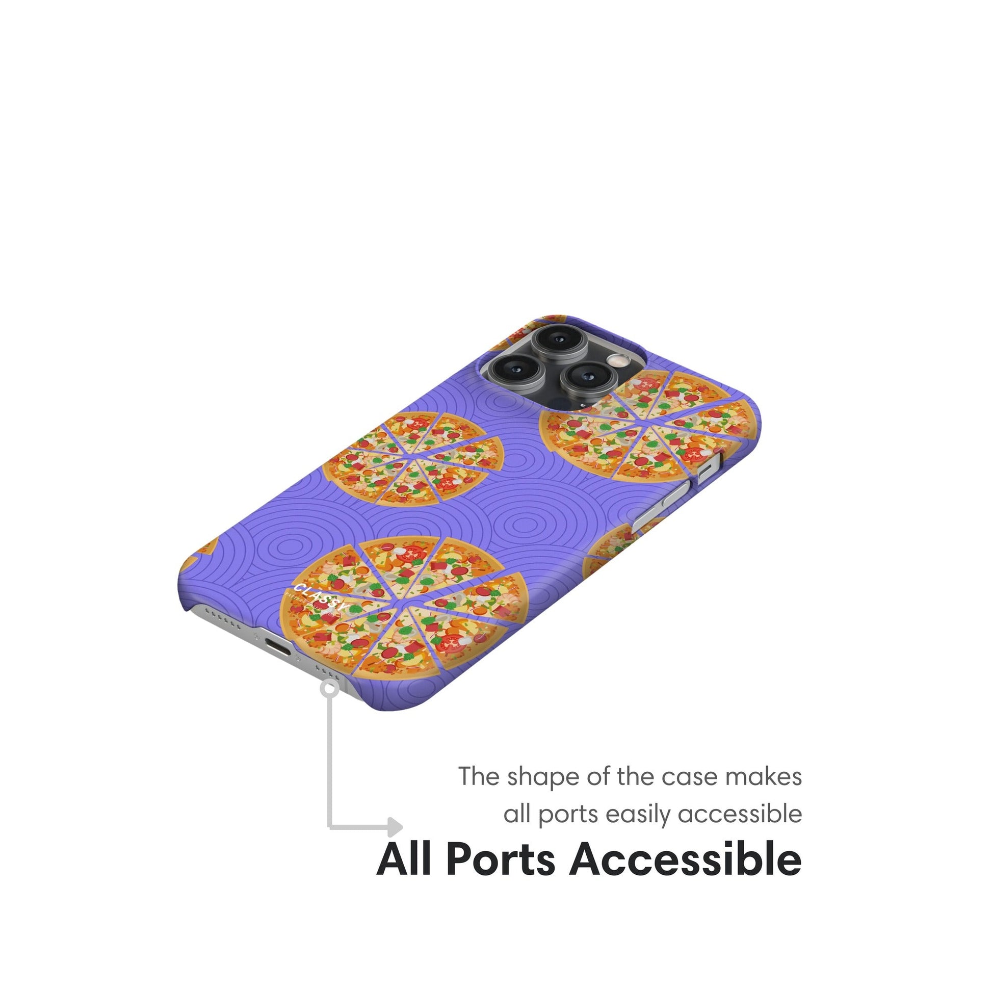 Purple Pizza Snap Case ports