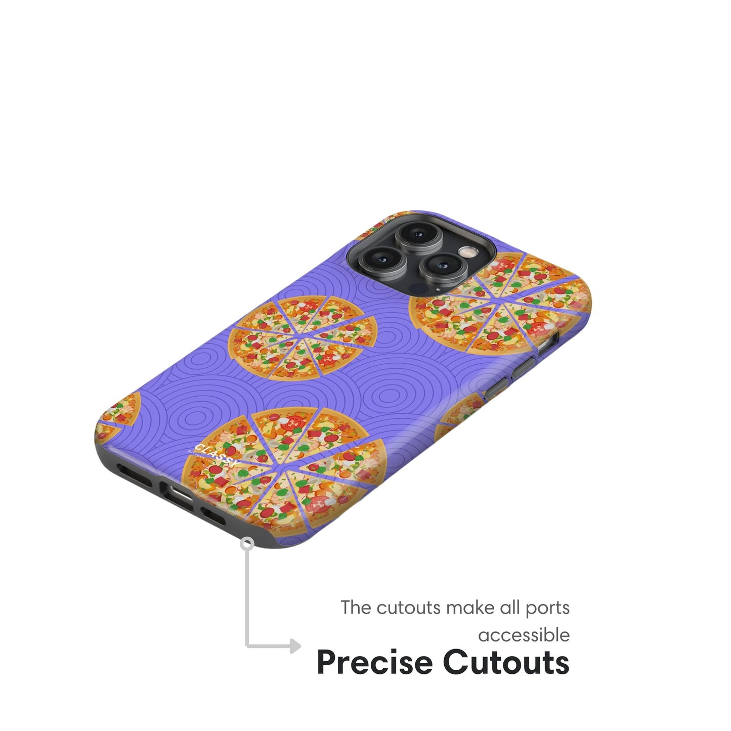 Purple Pizza Tough Case cutouts
