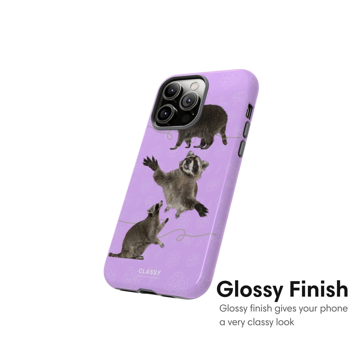 Purple Raccoons Tough Case glossy