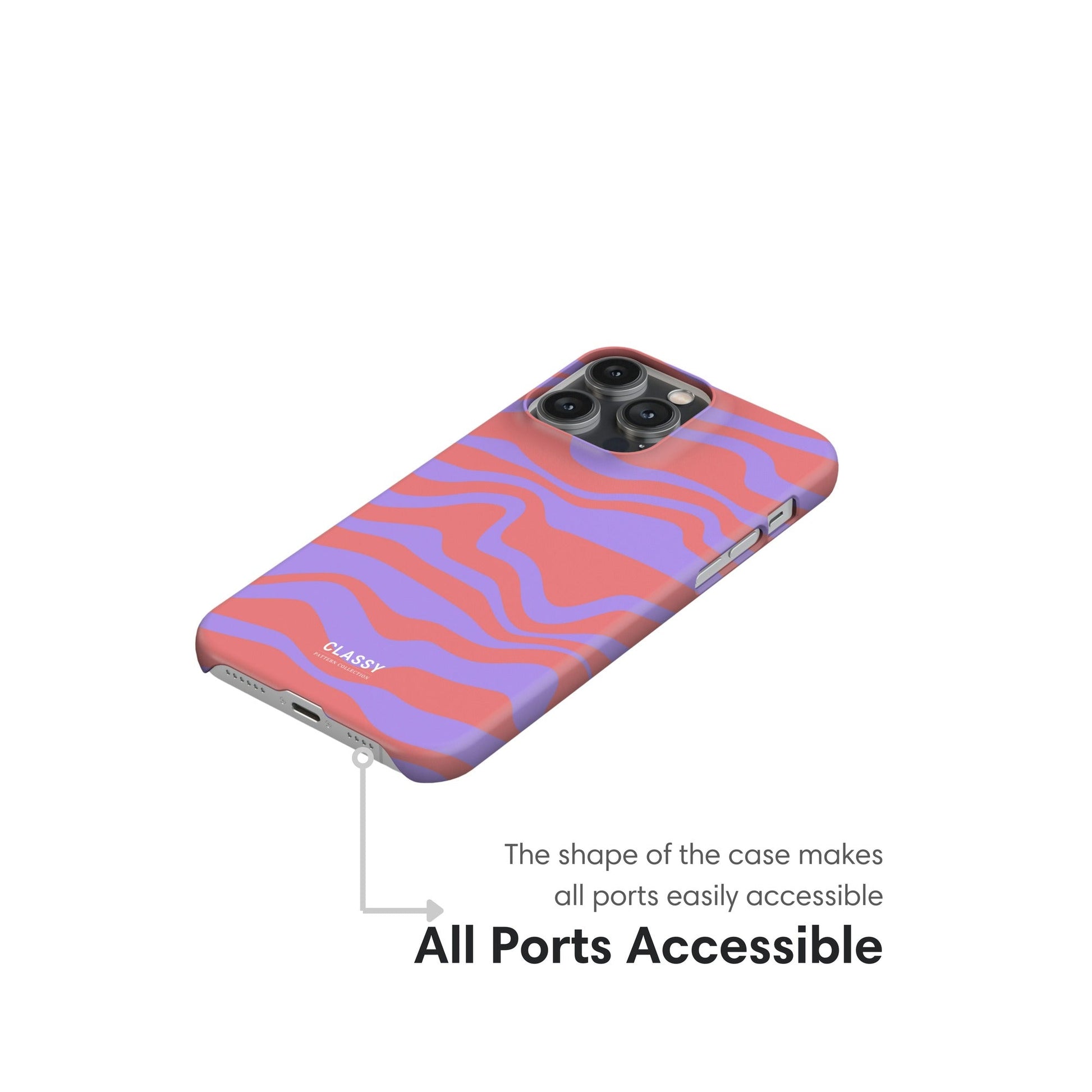 Purple and Red Swirl Snap Case ports