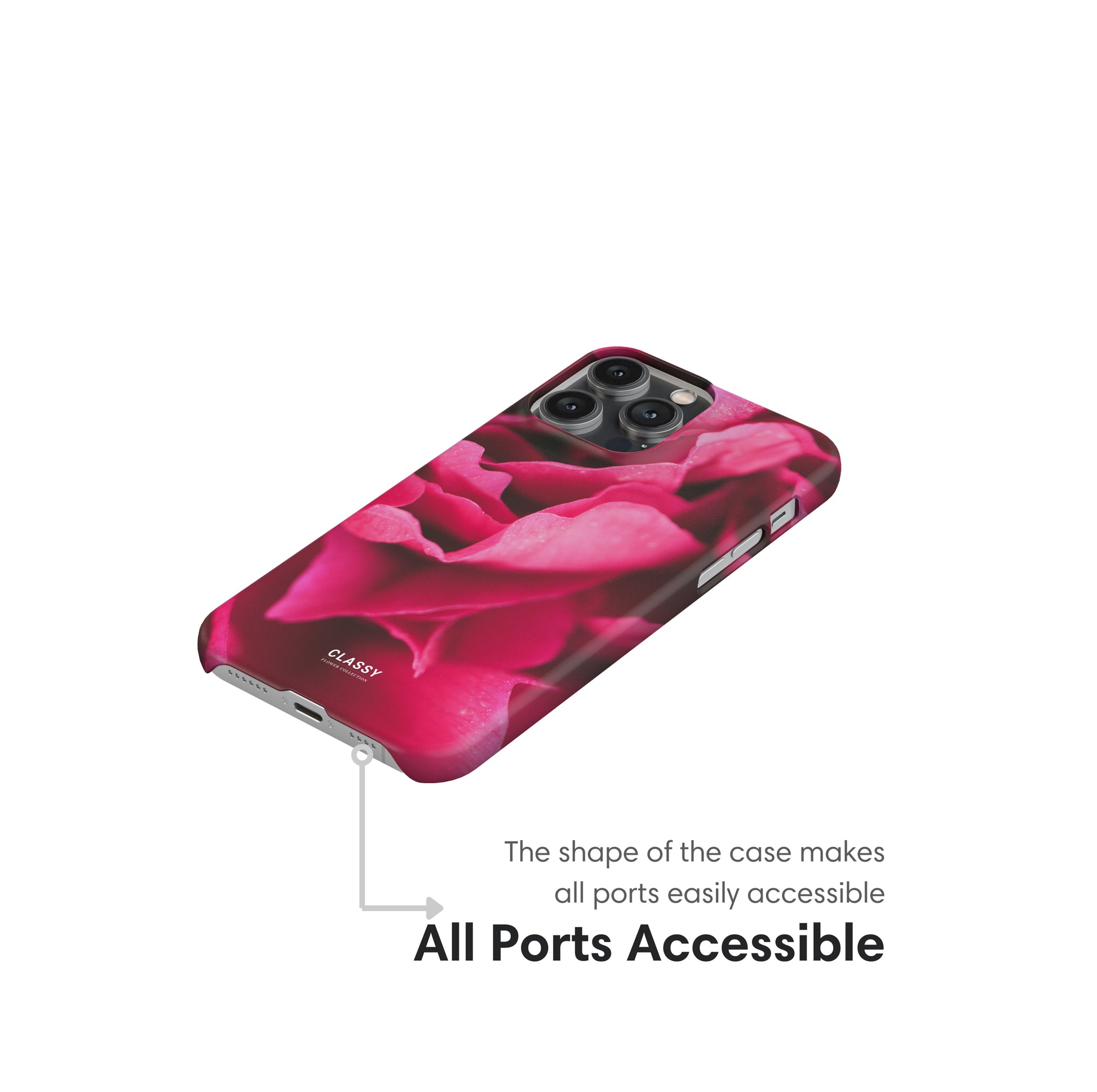 Rose Pink Flowers Snap Case ports