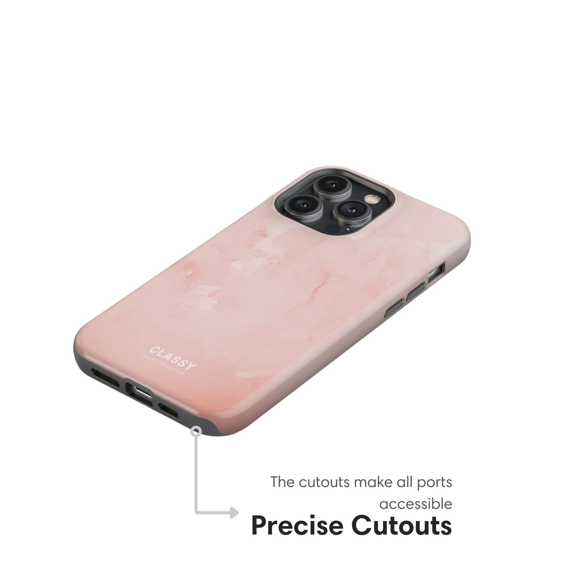 Simple Marble Light Pink Tough Case cutouts