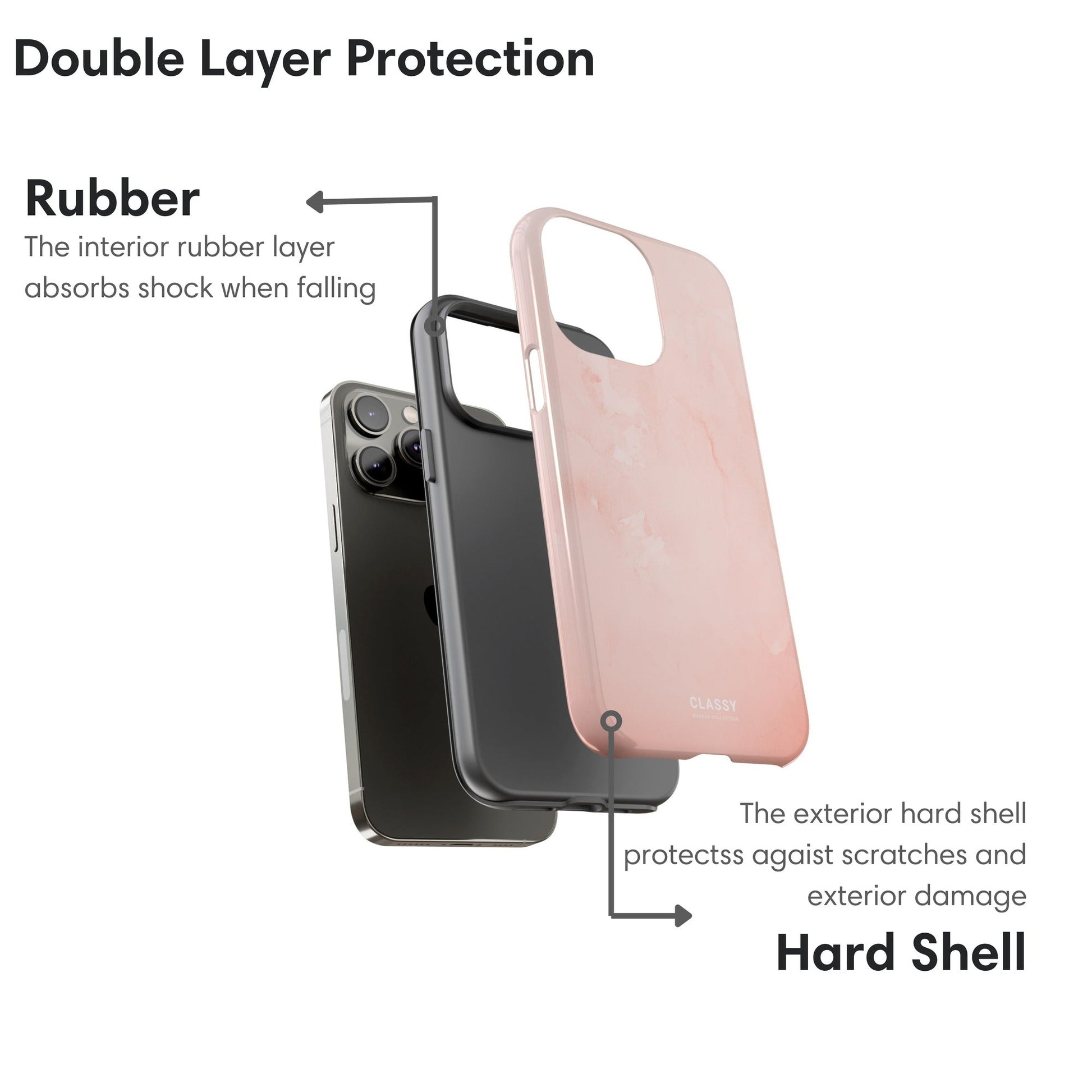 Simple Marble Light Pink Tough Case layers