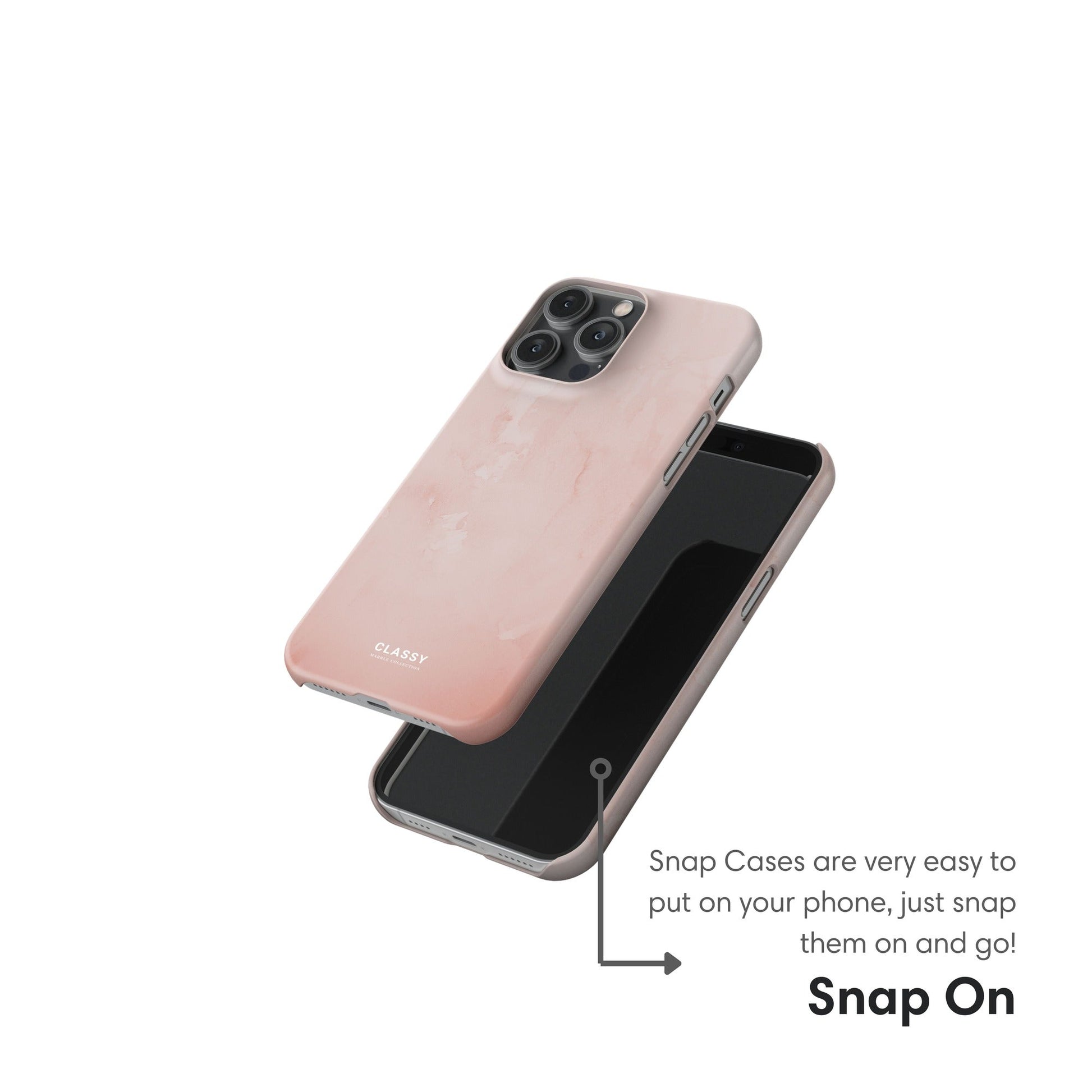 Simple Pink Marble Snap Case snap on