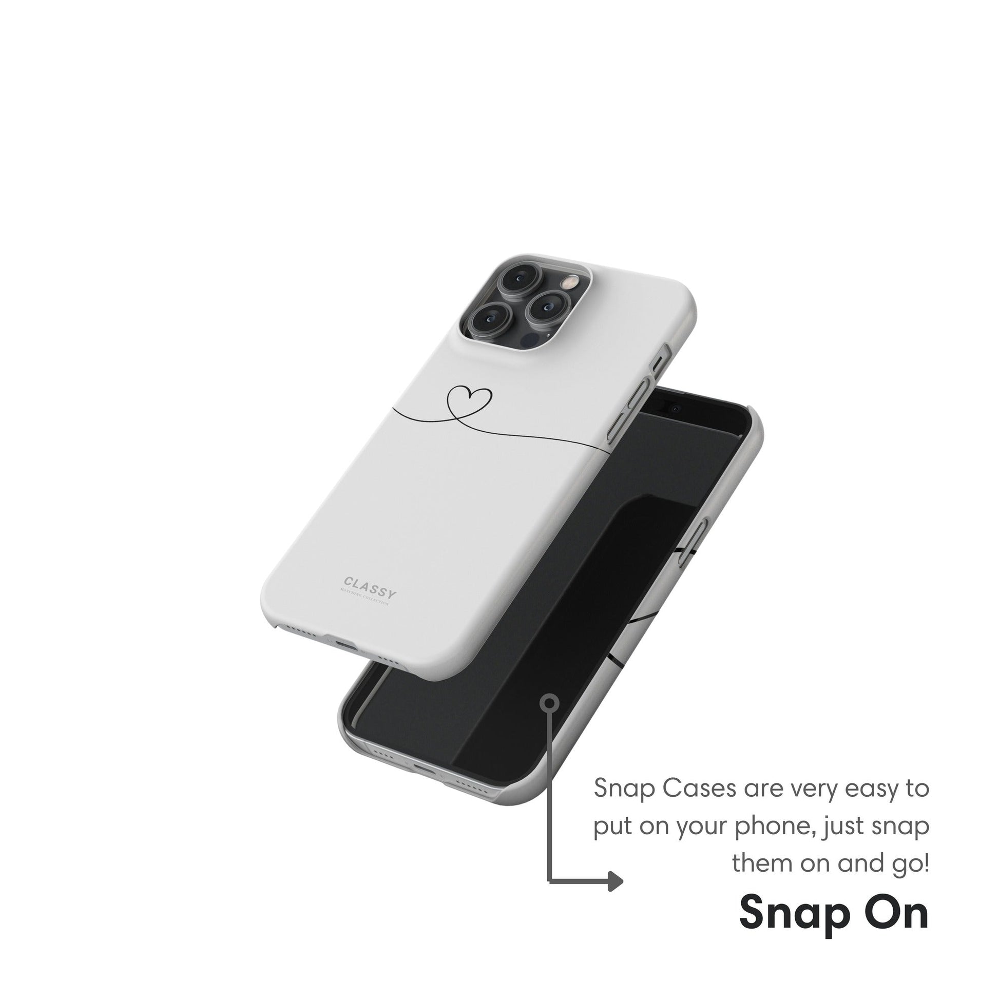 White Couple Snap Case | Line Heart snap on