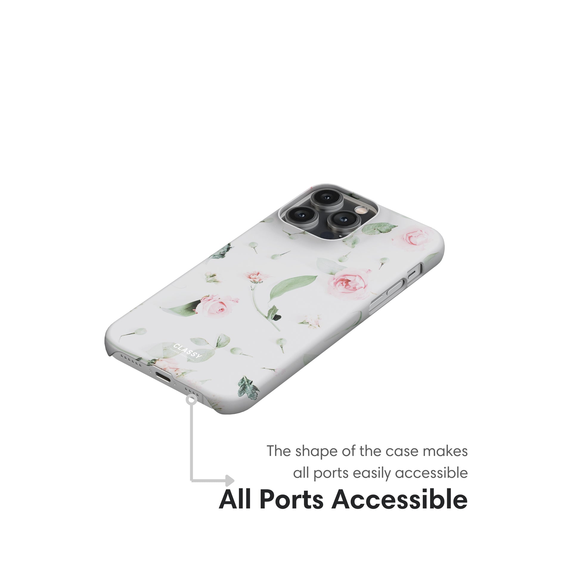 White Flower Snap Case ports