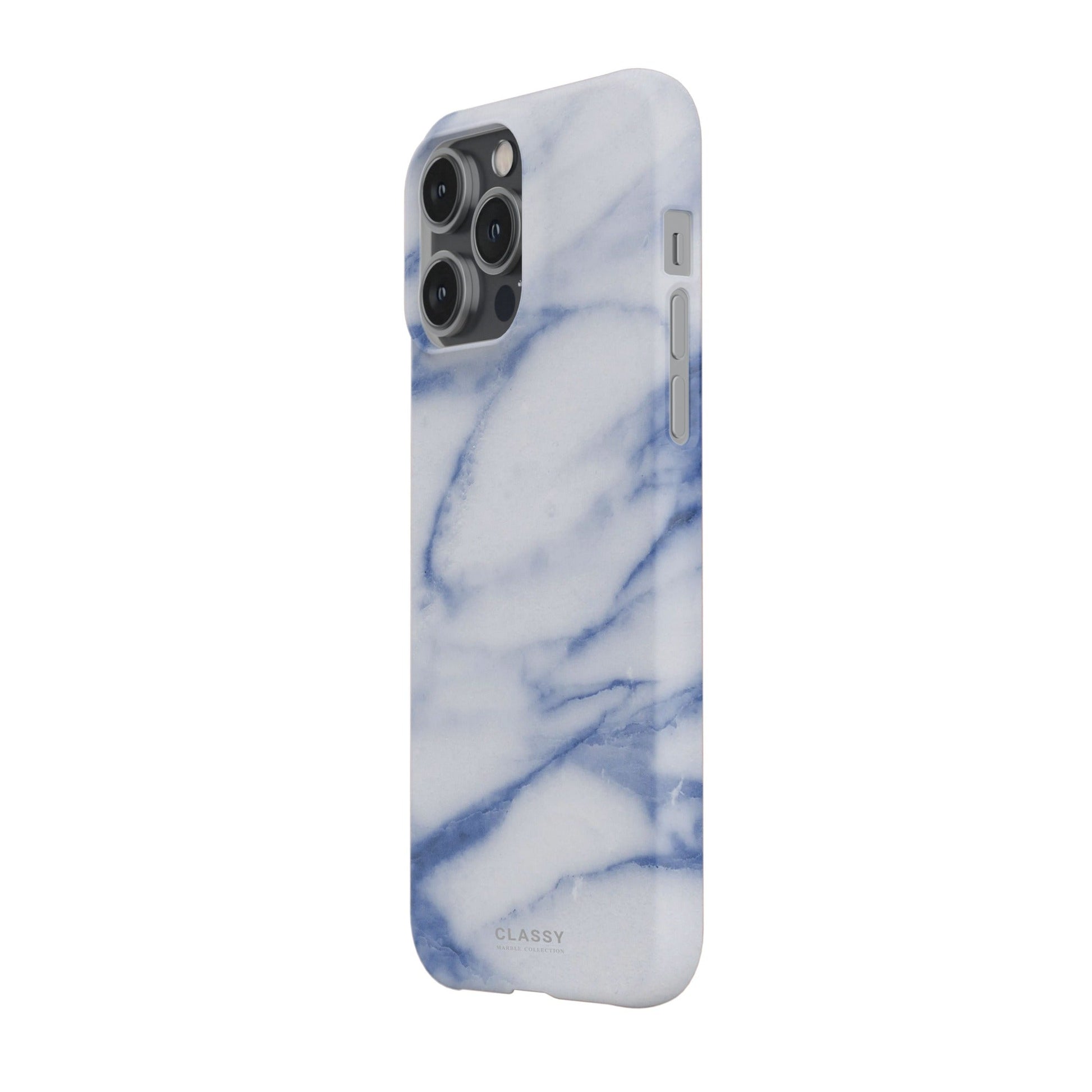 White and Blue Marble Snap Case side