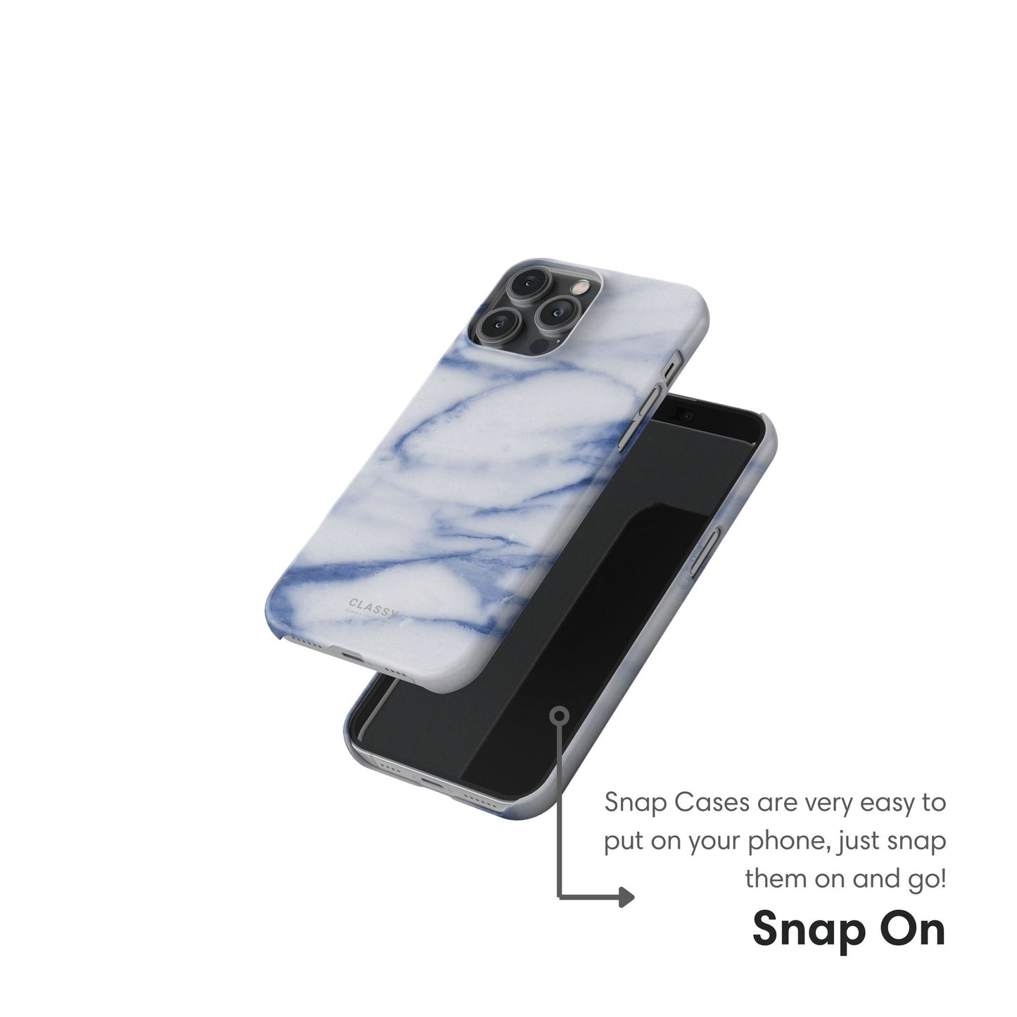 White and Blue Marble Snap Case snap on