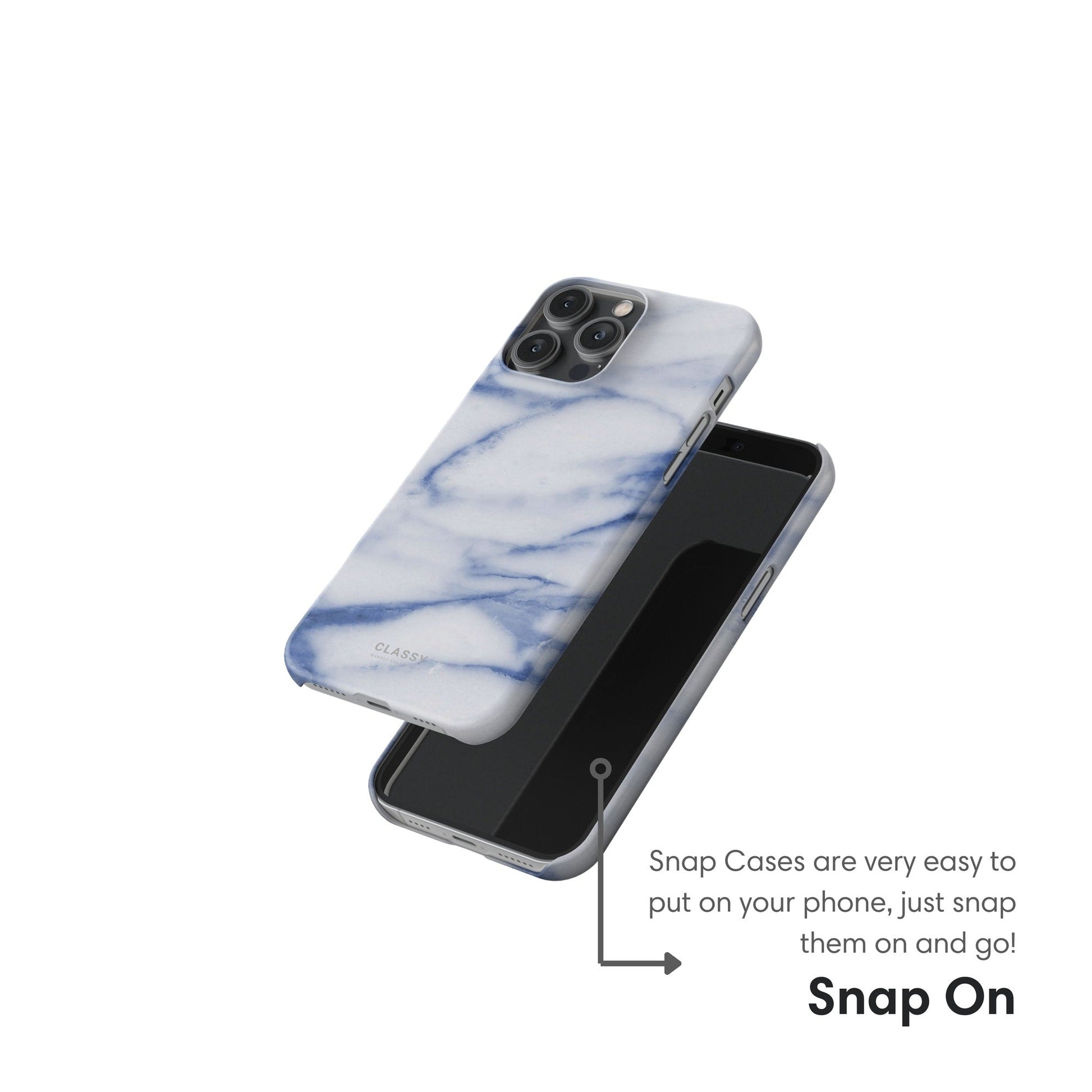 White and Blue Marble Snap Case snap on