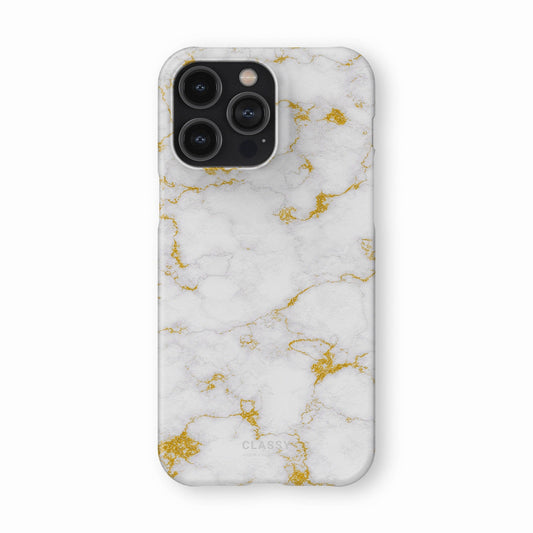 White and Gold Marble Snap Case front