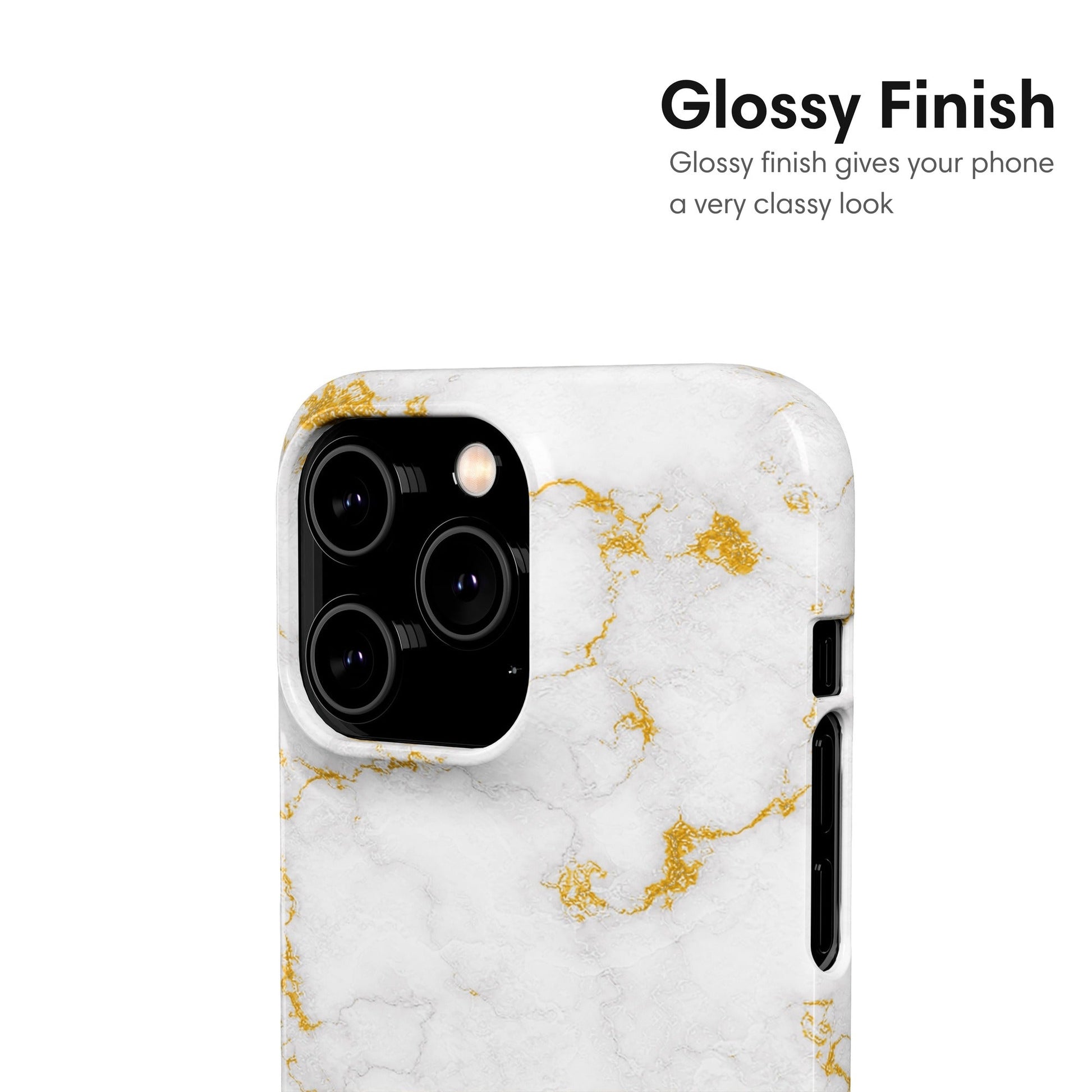 White and Gold Marble Snap Case glossy