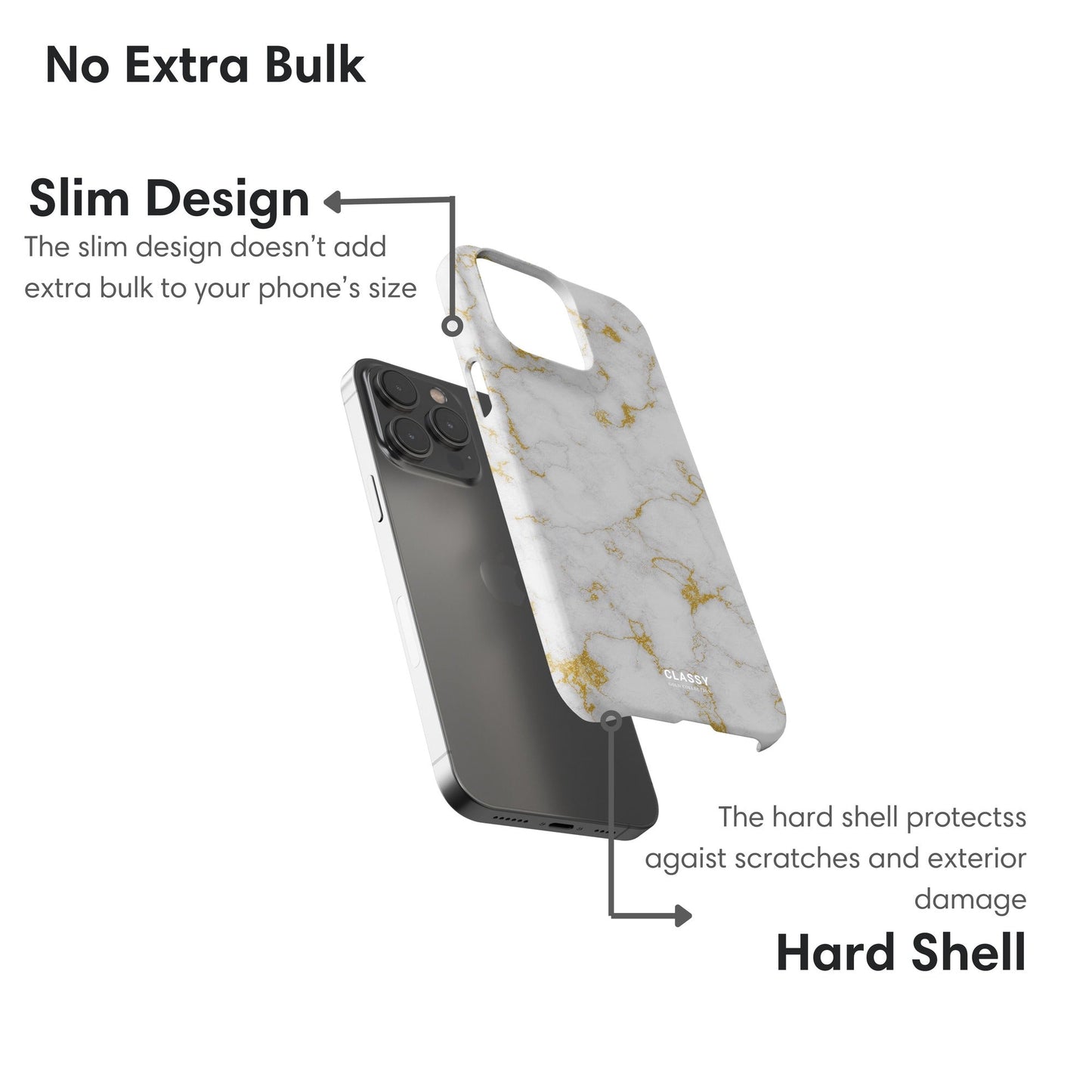 White and Gold Marble Snap Case layers